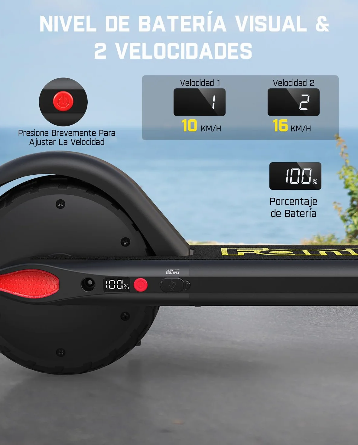 FanttikRide C9 Patinete Electrico Niño, 120 cm - 160 cm, 10/16 km/h, Alcance de 8 km, Pantalla LED, Altura Ajustable, Plegable, Ruedas de Goma, Ligero, Scooter para Niños hasta 60 kg