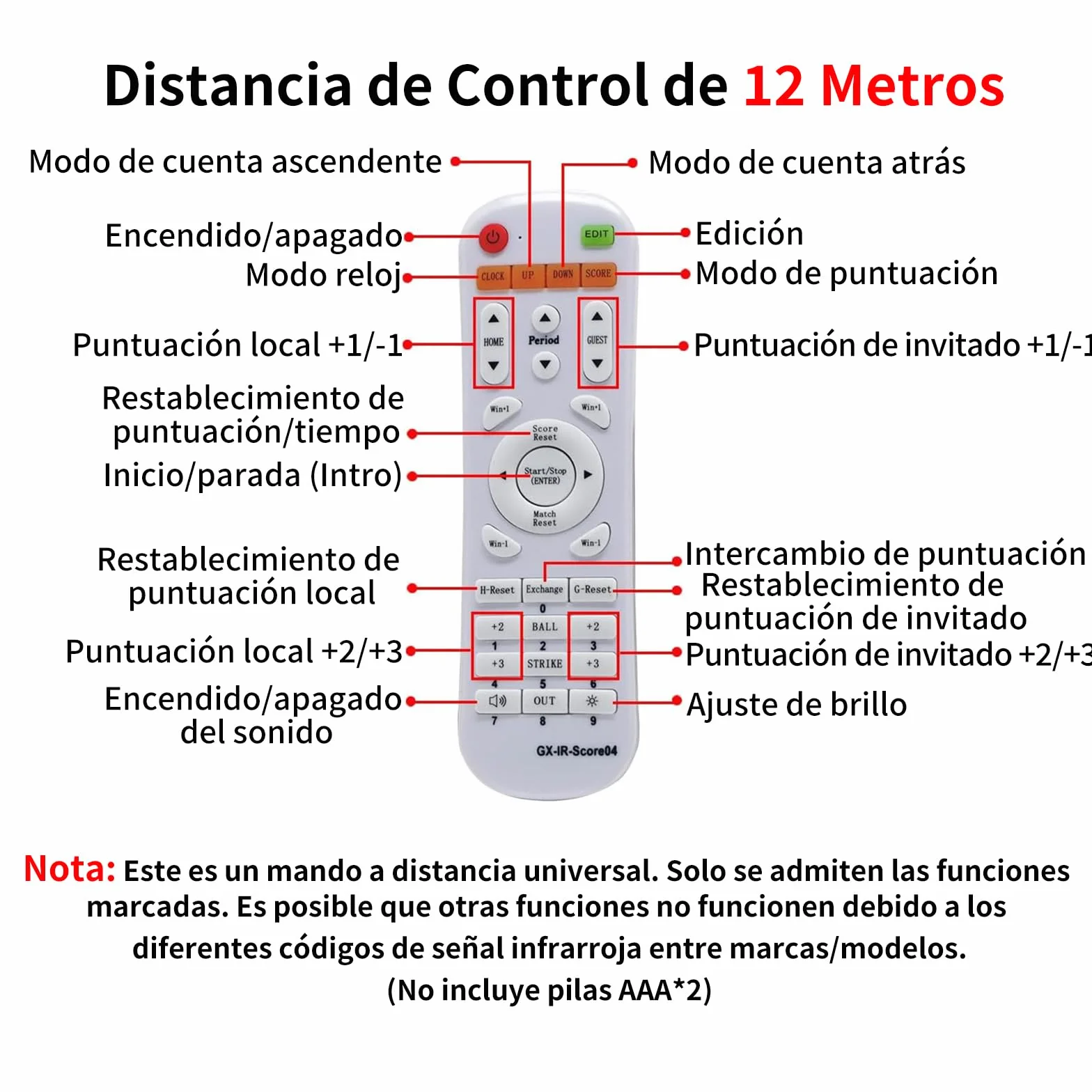 Marcador Digital LED Portátil con Temporizador y Control Remoto para Juegos de Patio