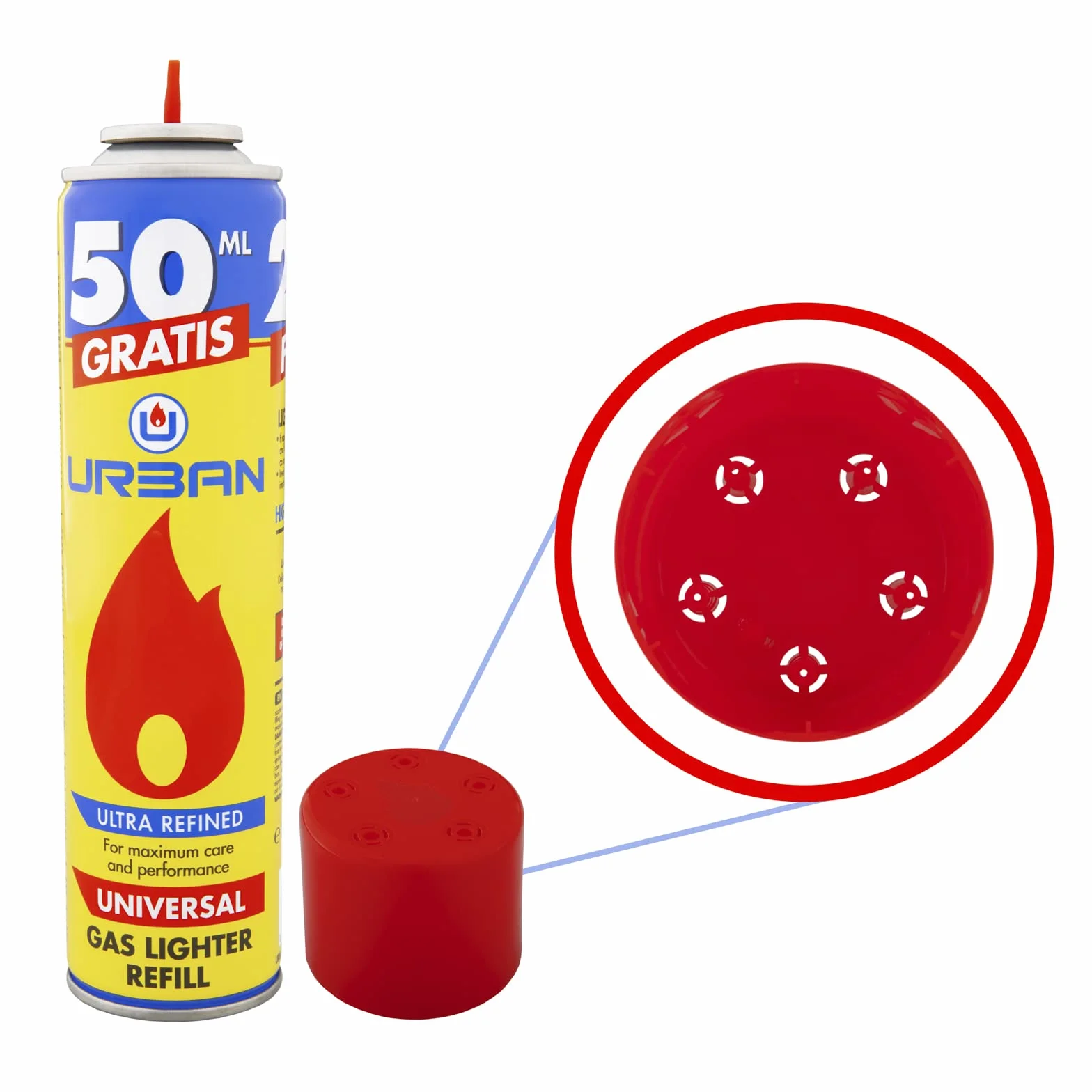 Gas para Mecheros Rellenable 300 ml con 5 Adaptadores