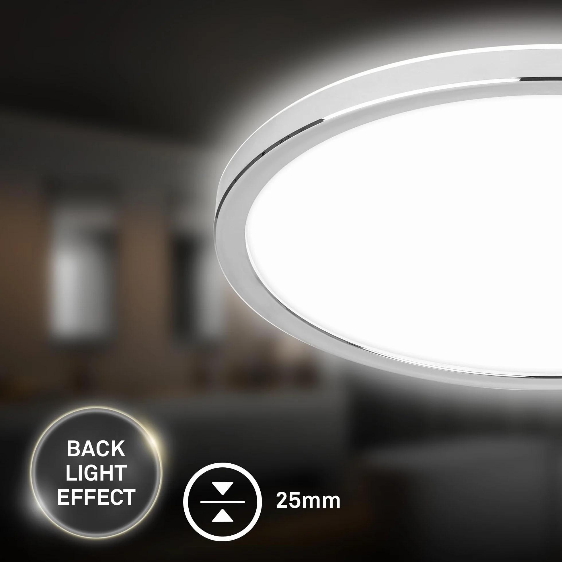 BRILONER Plafon LED techo baño luz indirecta IP54 29,3x2,8 cm cromo
