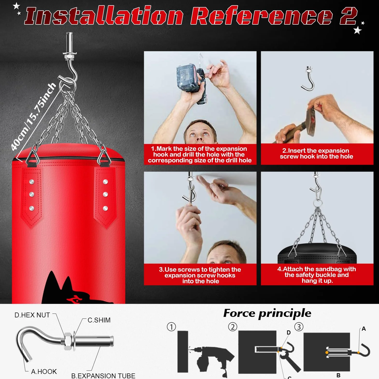 Saco de Boxeo para Colgar,120cm Sin Rellenar Saco Boxeo con Una Gama Completa de Accesorios, Microfibra de Cuero Bolsa Pesada para La Formación de Kickboxing Fitness MMA Grappling Muay Thai