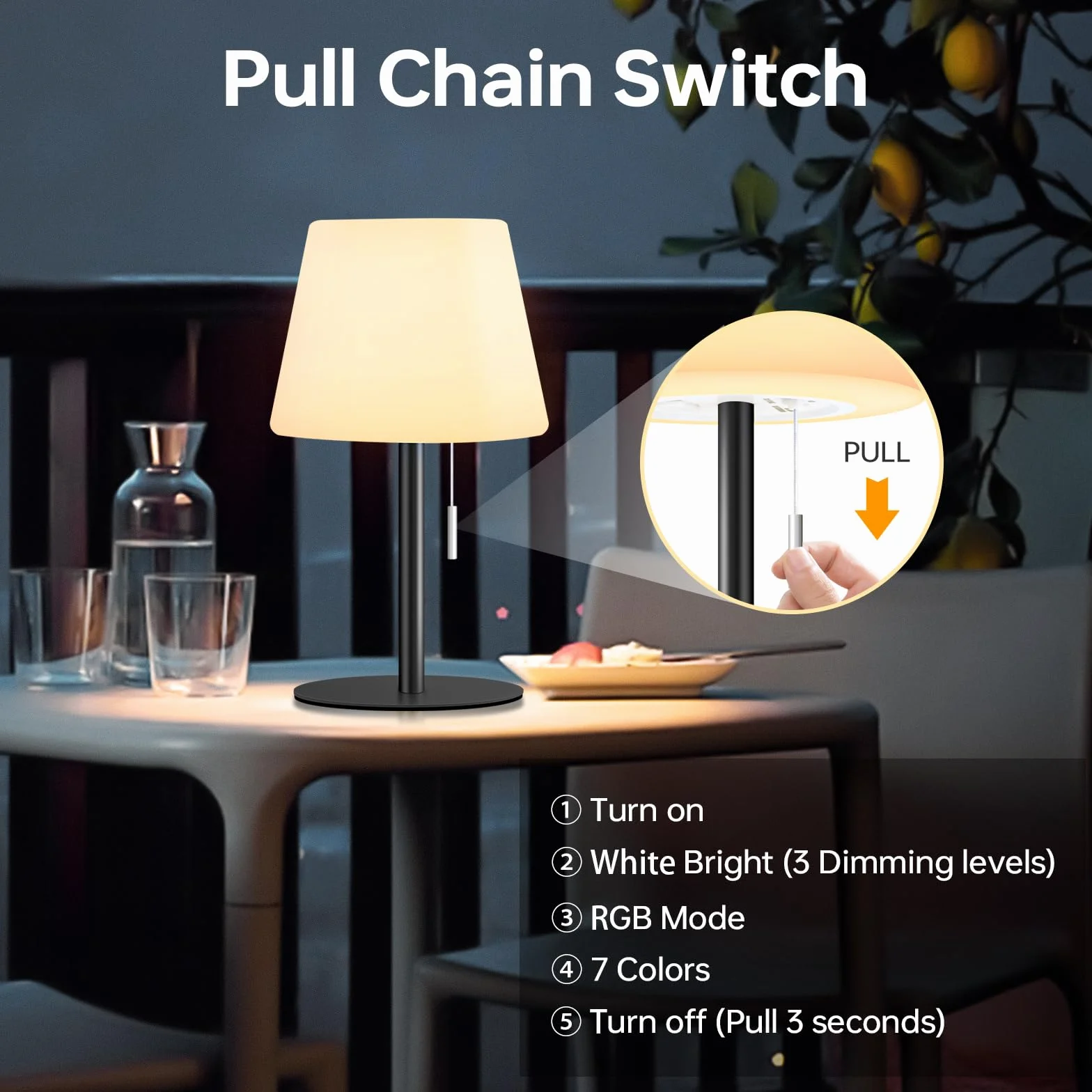 Lámpara de mesa solar LED exterior regulable blanco cálido RGB con sensor de luz para jardín terraza
