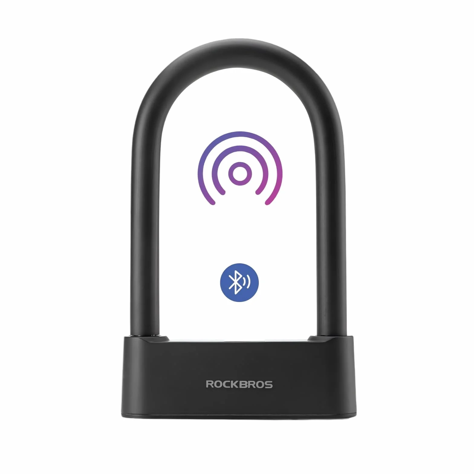 ROCKBROS Candado en U Alta Seguridad con Huella Dactilar Aplicación Bluetooth, Bloqueo Inteligente Electrónico Antirrobo para Bicicleta Motocicleta Scooter Puerta