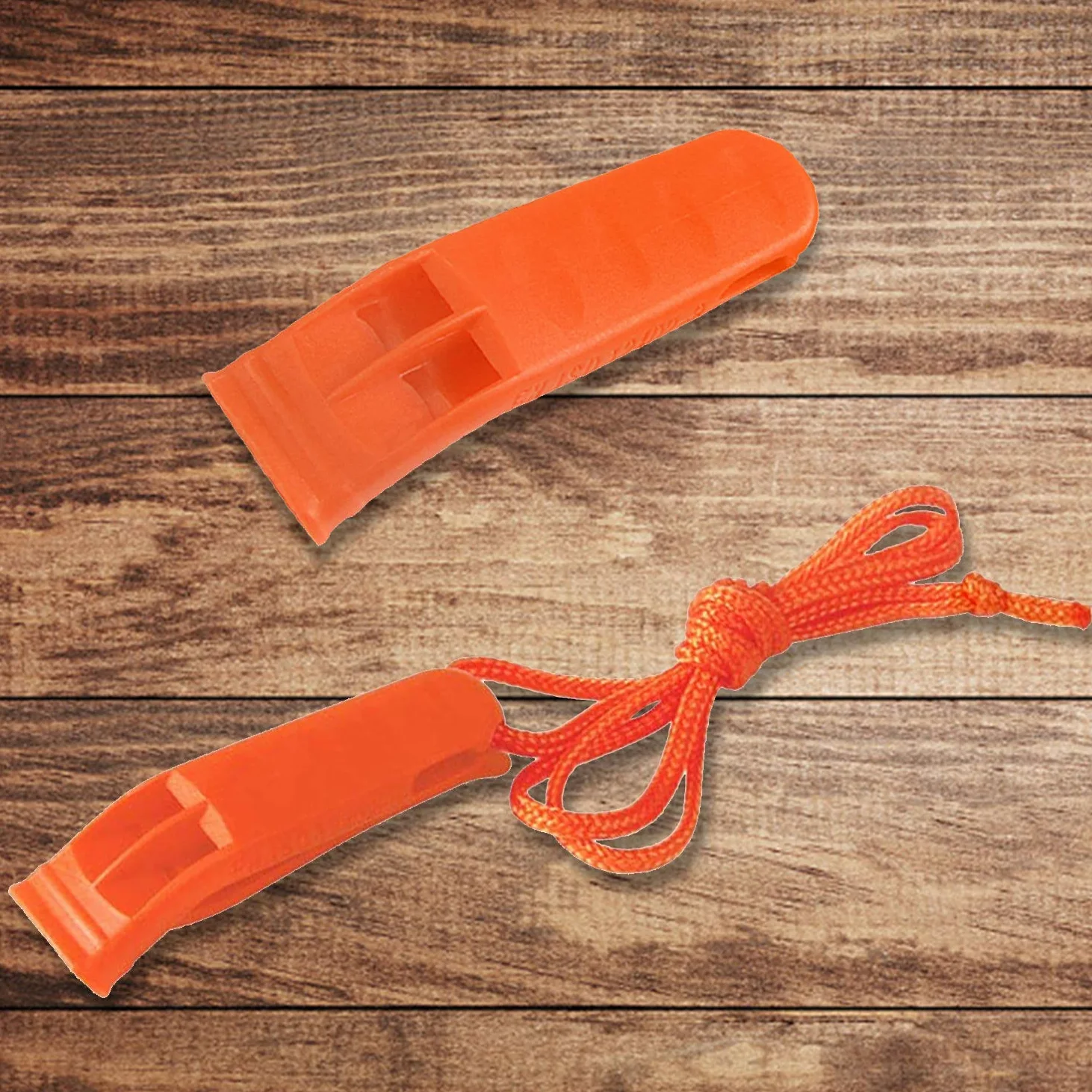 AUGSUN Juego de 40 silbatos de seguridad de emergencia de plástico con cordón, rojo y naranja