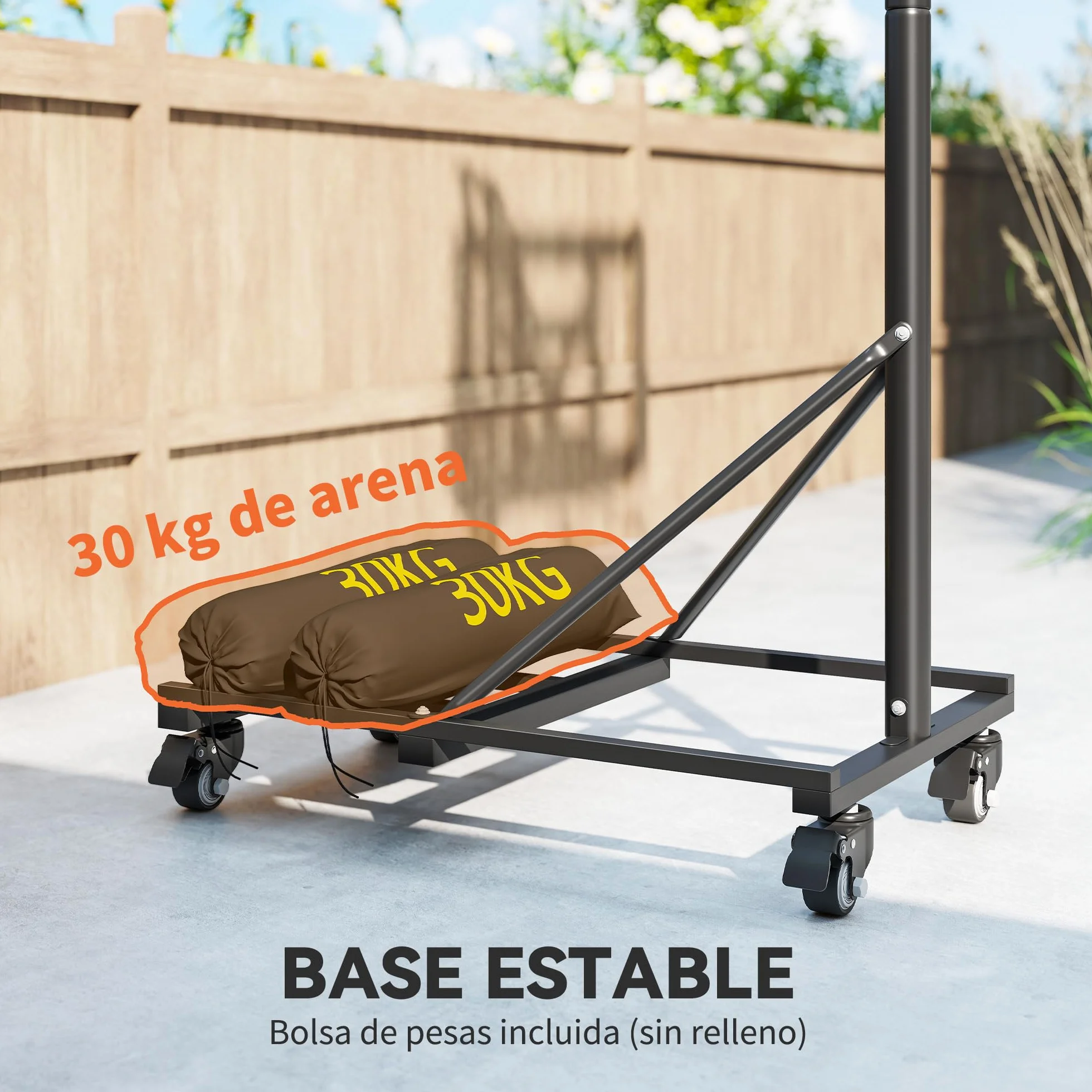 SPORTNOW Canasta de Baloncesto Exterior Altura Ajustable 235-305 cm Portátil Tablero Irrompible 110 cm Ruedas Saco de Peso Negro