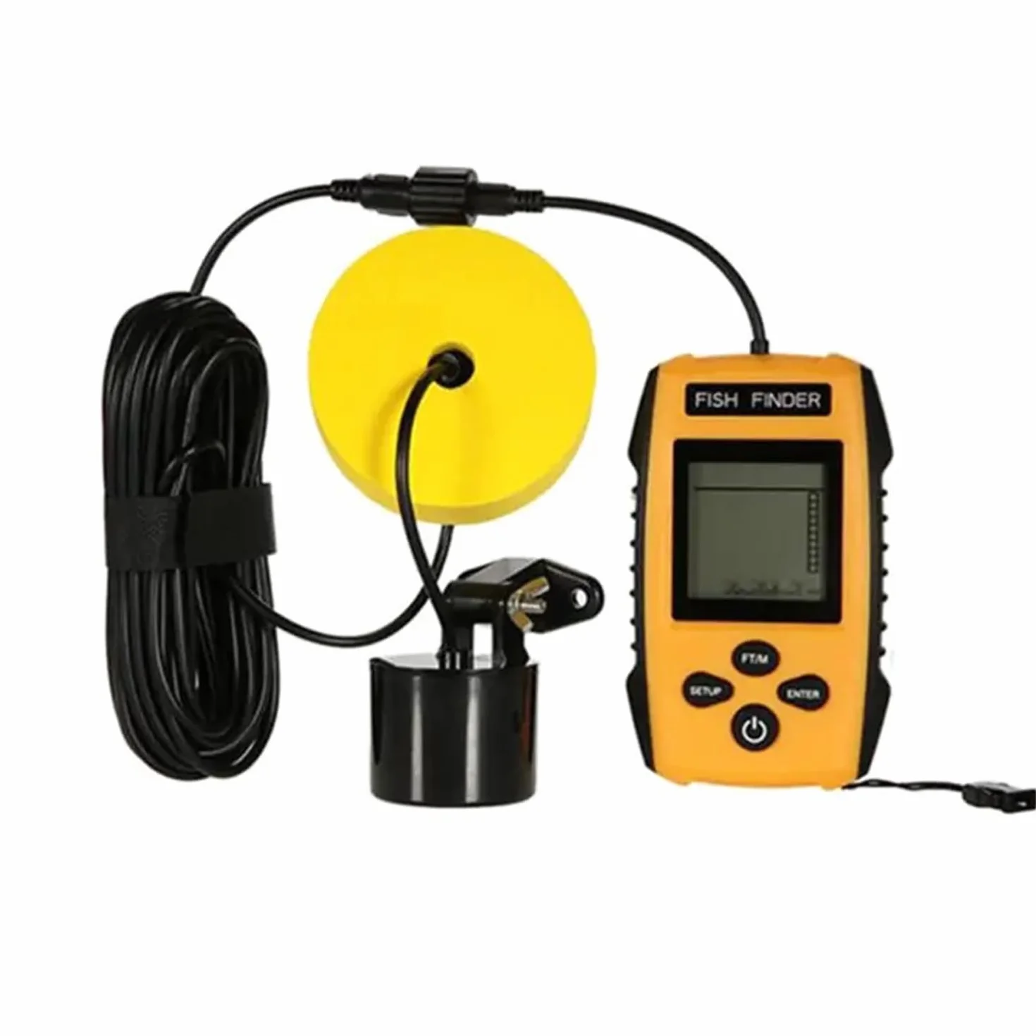 Sonar Buscador de Peces 100 m 45° Cobertura Eco Sonda Alarma Transductor Detector de Pesca Subacuática