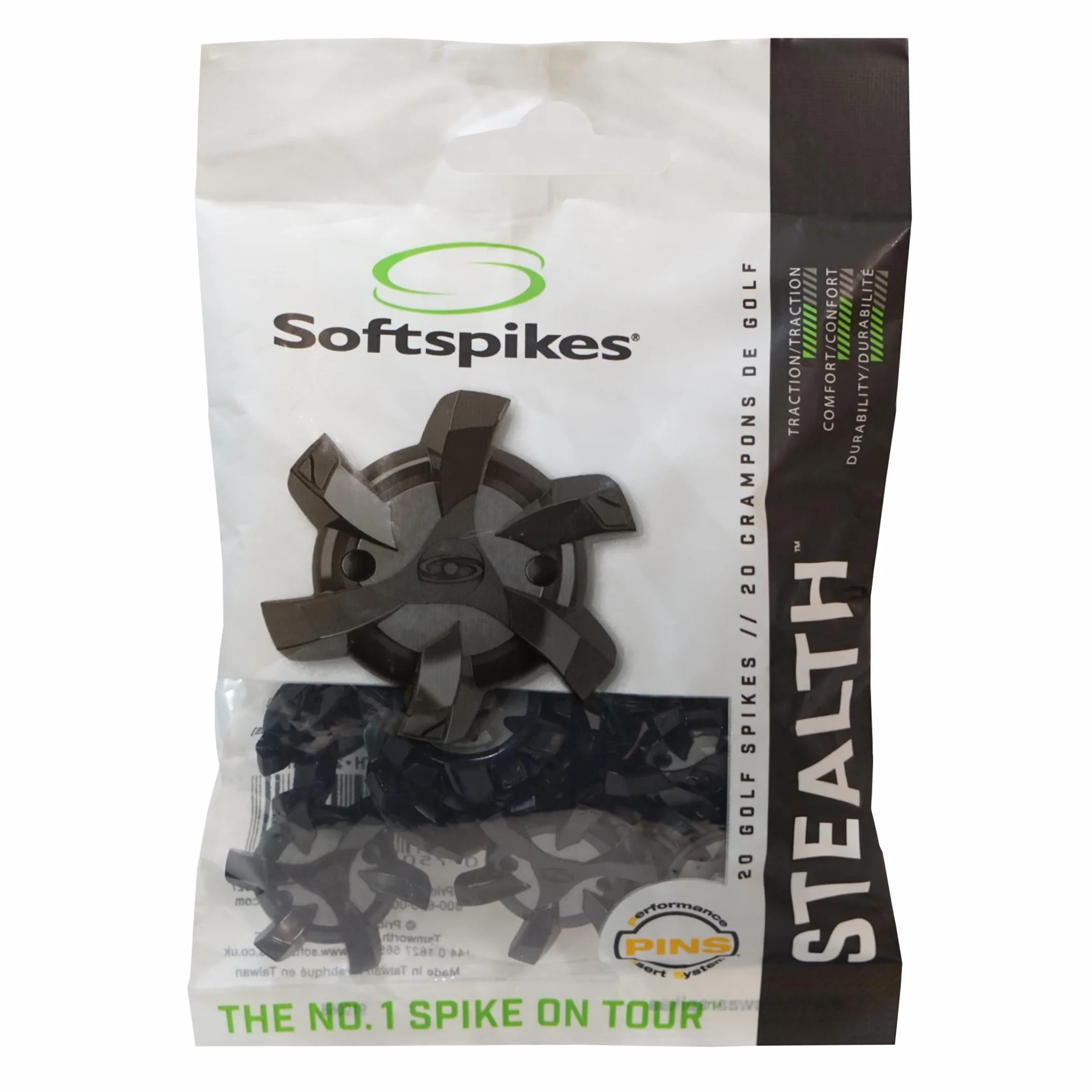 SOFTSPIKES Stealth - Pinchos de golf, color negro y plateado, bolsa de 1 juego