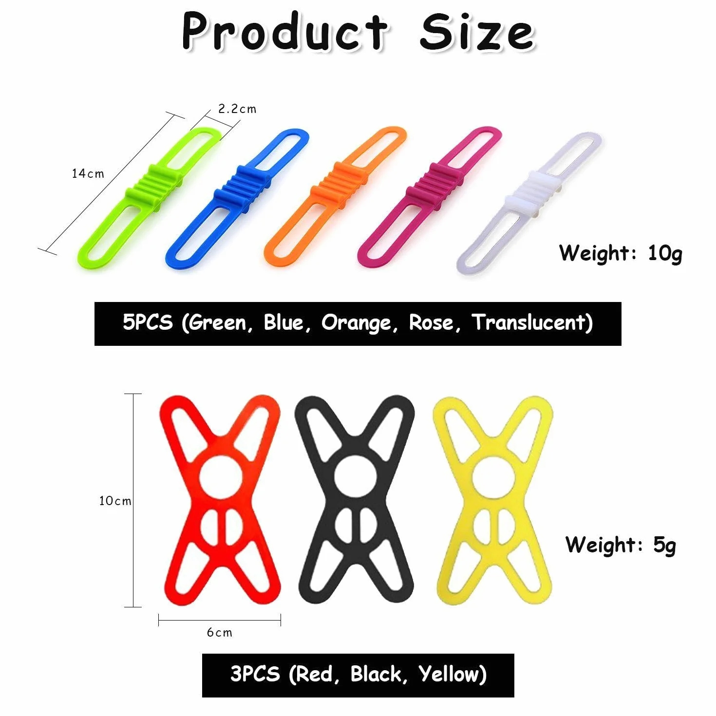 5 Bandas De Silicona para Bicicleta Y 3 Bandas De Silicona para Teléfono Móvil, Accesorios para Bicicleta, Herramientas De Soporte para Manillar, Bandas Fijas Elásticas Multifuncionales