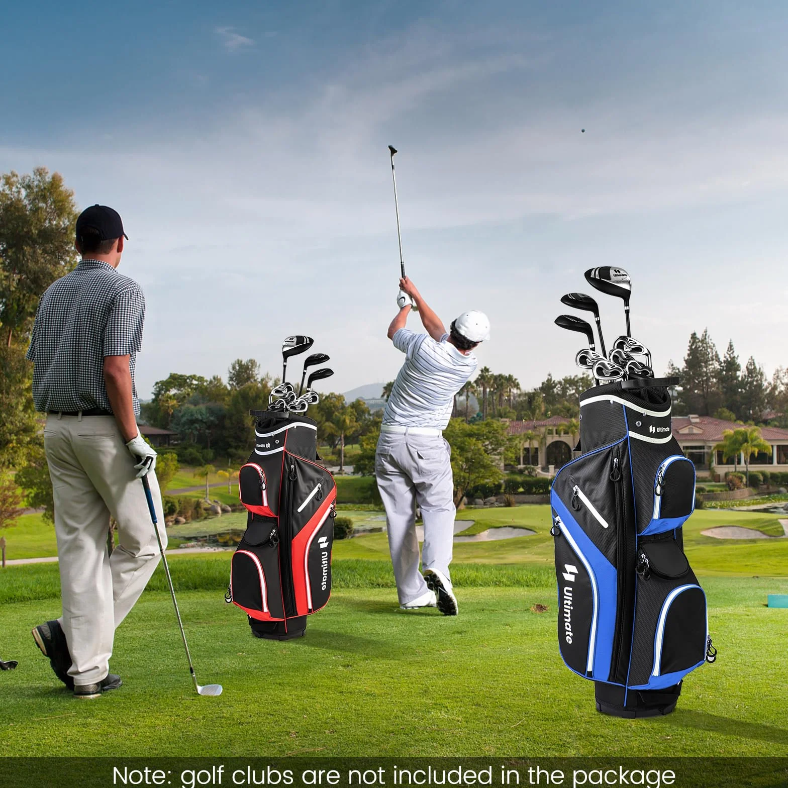 COSTWAY Bolsa de Golf, Bolsa de Palos de Golf con Separadores Superiores de 14 Vías, 9 Bolsillos, Enfriadora, para Zapatos, Soporte para Paraguas y Cubierta para Lluvia