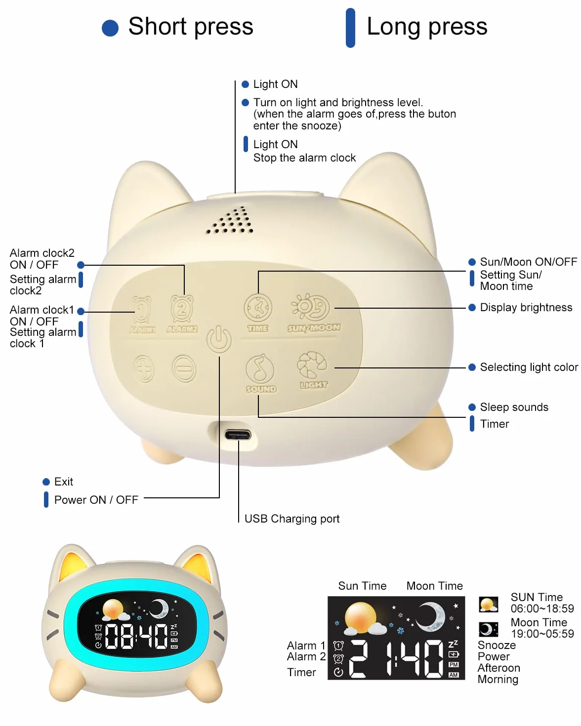 Uplayteck Reloj Despertador Infantil con Luz Nocturna y Alarma Recargable