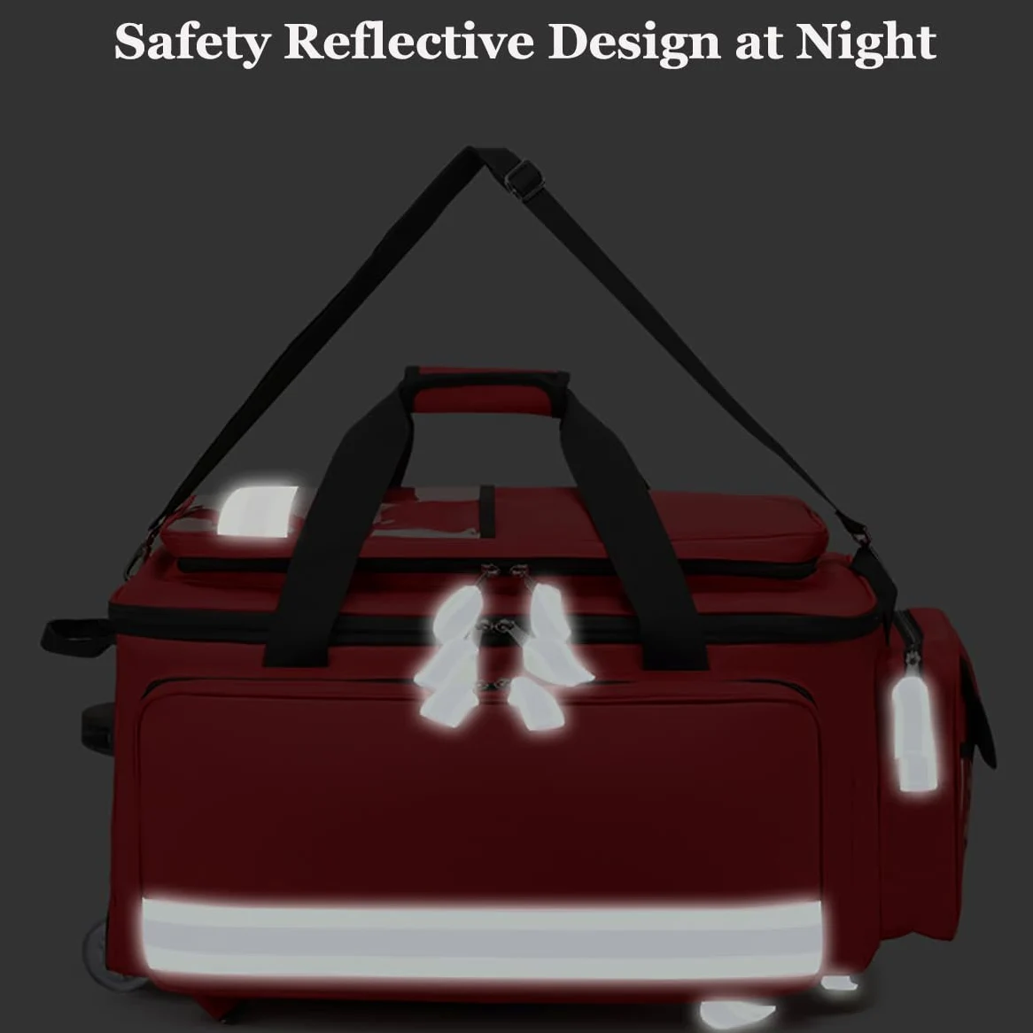 First Responder - Bolsa de transporte de gran capacidad con ruedas, bolsa de lona portátil para tanque de oxígeno, vacía con compartimentos, bolsa para botiquín de primeros auxilios al aire libre