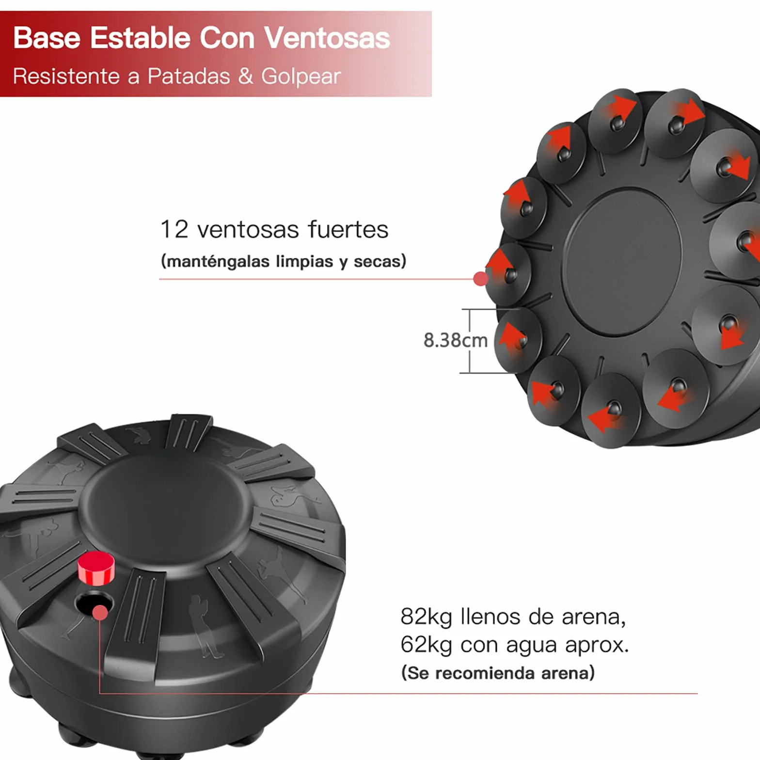 Dripex Saco de Boxeo de Pie para Adultos, Base ABS con Ventosas, Rellenable 80kg