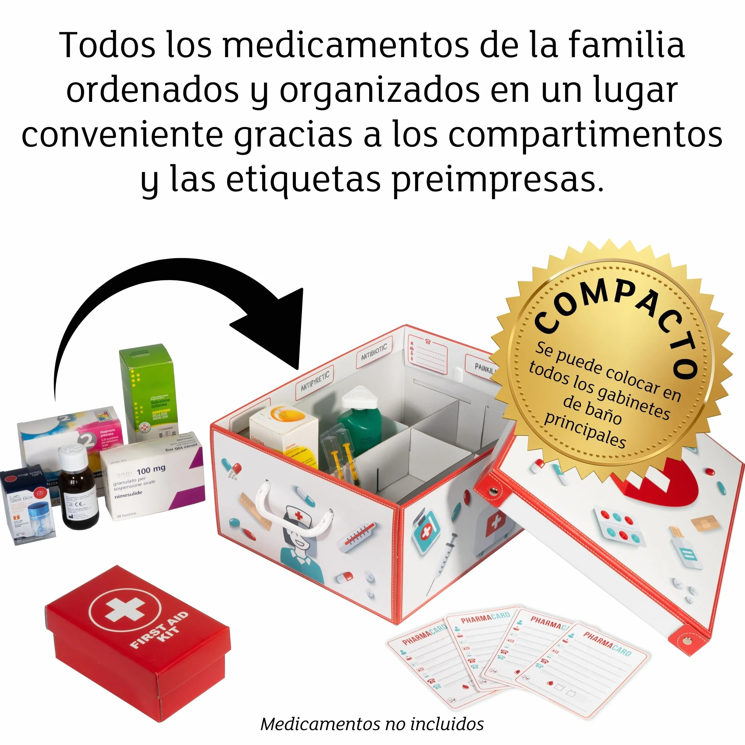 Lavatelli PHARMA ORGANIZER Caja Medicamentos Cartón Organizador Fármacos 32x42x17,5 cm
