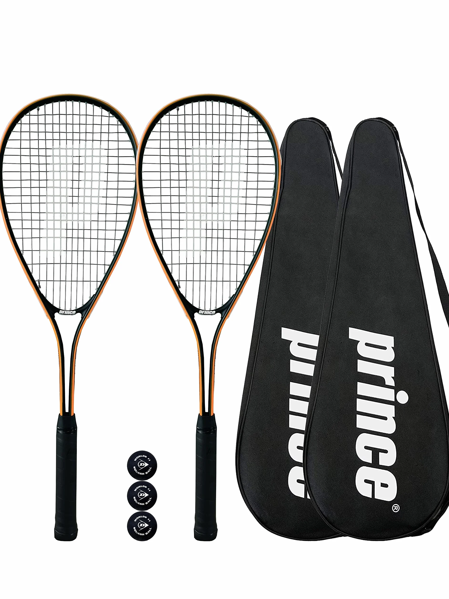 2 raquetas de squash Prince Power, incluye fundas y 3 pelotas de squash (varias opciones)