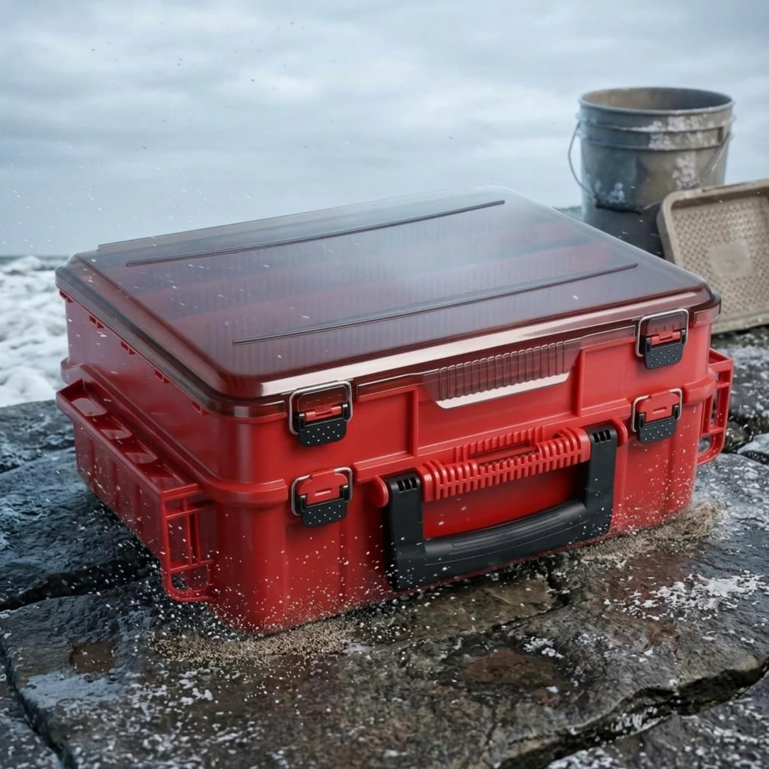 Qianly Caja Aparejos Pesca Doble Capa Caja Rígida Pesca Divisores DIY Almacenaje