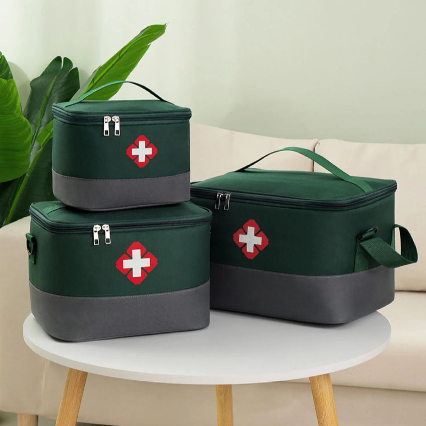 Bolsa impermeable para medicamentos de primeros auxilios médica de emergencia con correa para el hombro, verde