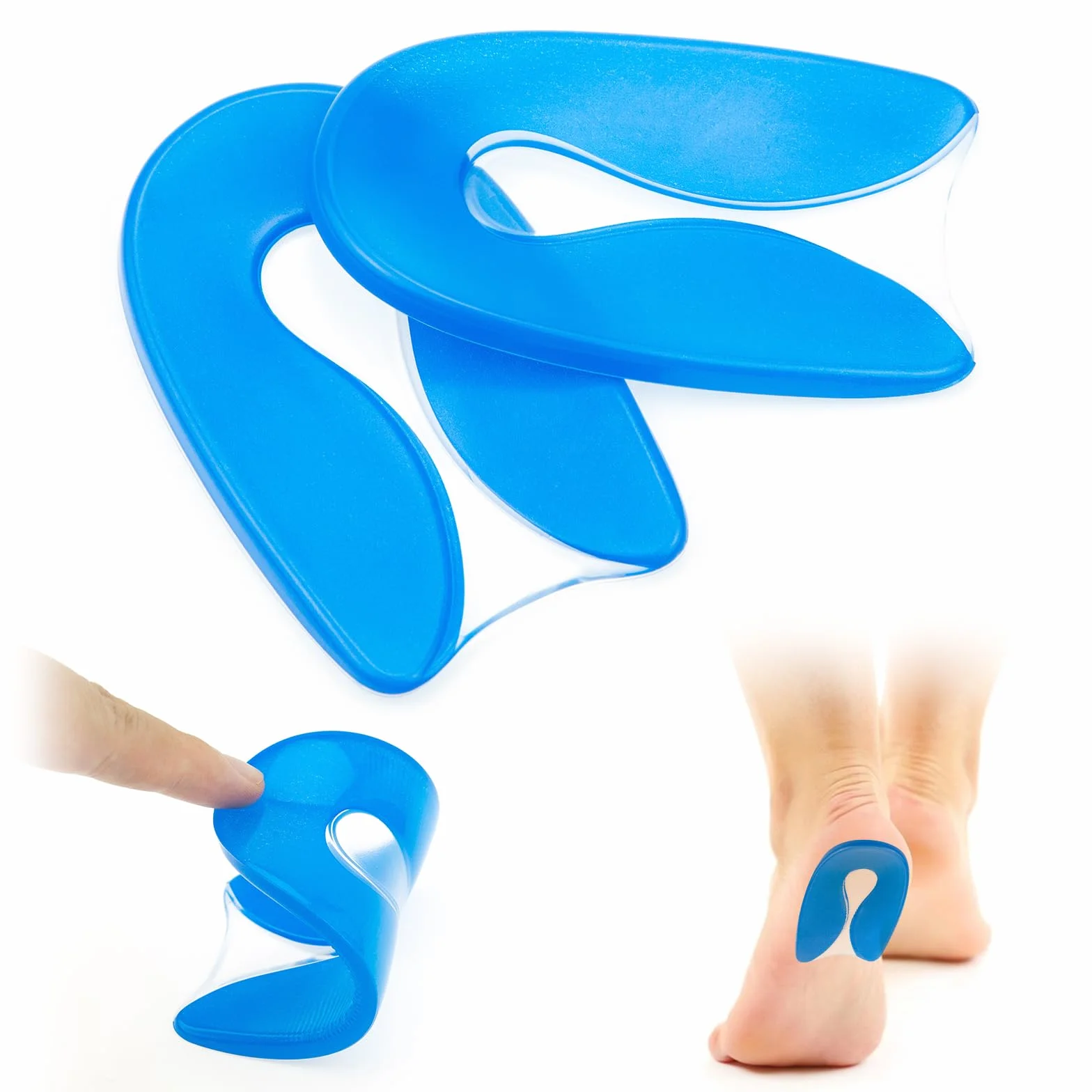 Taloneras Silicona Plantillas de Talón Gel Aliviar Fascitis Plantar Espolon Calcaneo Hombres Mujeres S/35-39