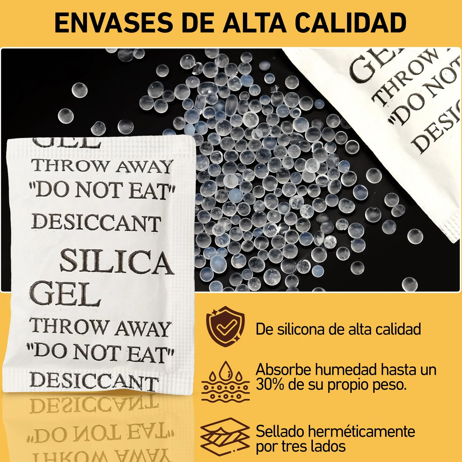 Bolsas de Gel de Silice XIANGLONGY 1g x 100 Pcs, Silica Gel Bolsitas para Cajones de Ropa y Zapateros