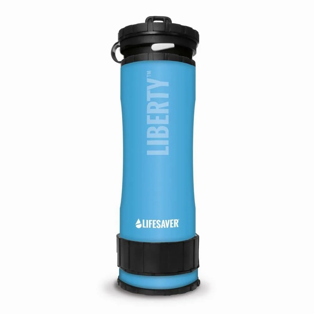 LifeSaver Liberty Botella Agua Filtro Agua 400ml, Purificador Portátil Para Mochila Viaje, Elimina 99,99% Virus Bacterias Microplásticos, 2.000 Litros, Ligero, Camping y Exploración