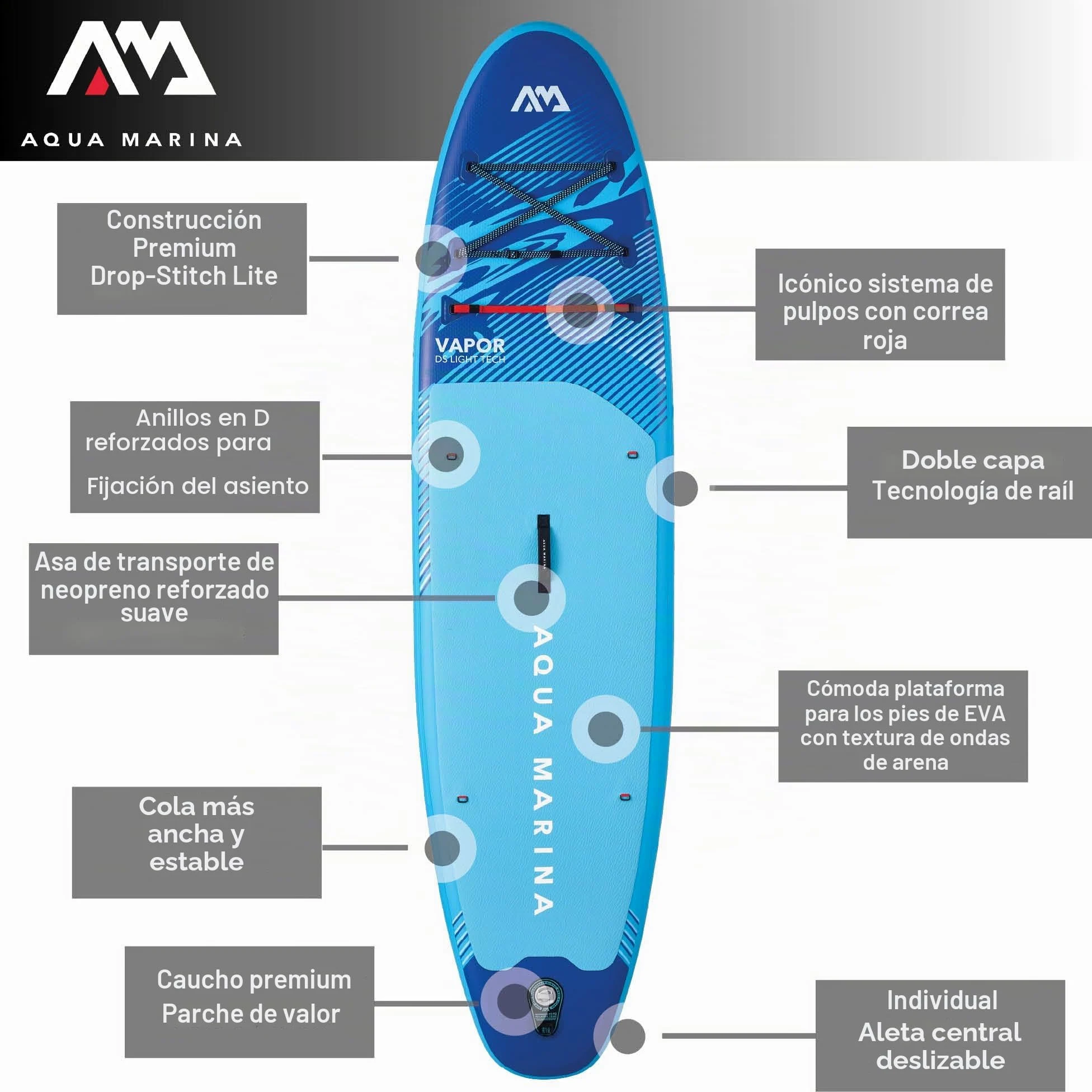 Aqua Marina Vapor - Paquete de Tabla de Remo Inflable de 10 pies 4 Pulgadas