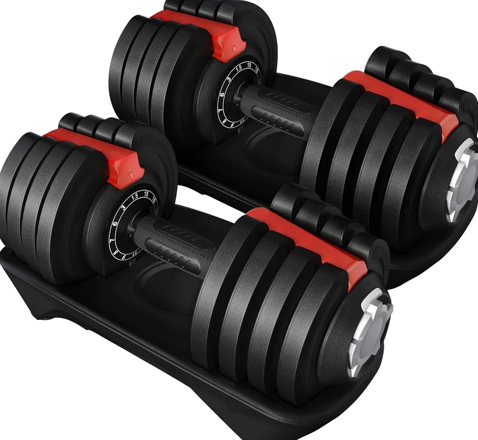 Yaheetech Mancuerna Ajustable 12 en 1/11 en 1 Pesas y Mancuernas Ajuste Rápido de 1.5 a 12.5kg/1,5 a 18kg/3 a 24kg/2 a 40kg con Base de Almacenamiento para Gimnasio en Casa