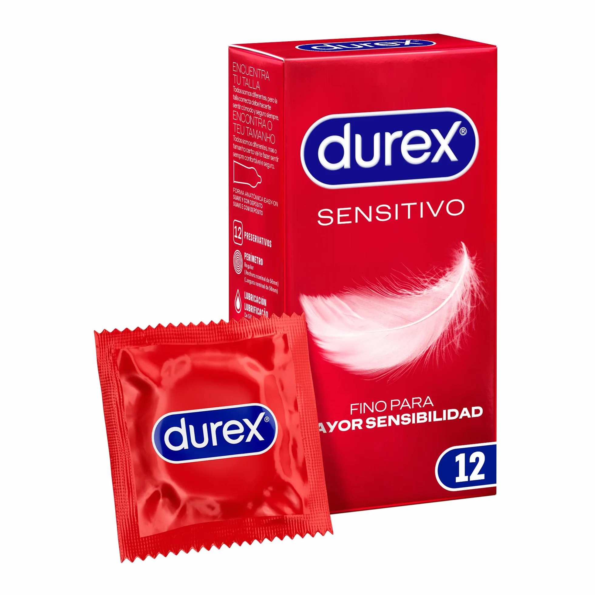 Durex Preservativos Sensitivo Suave, Fino, 12 condones