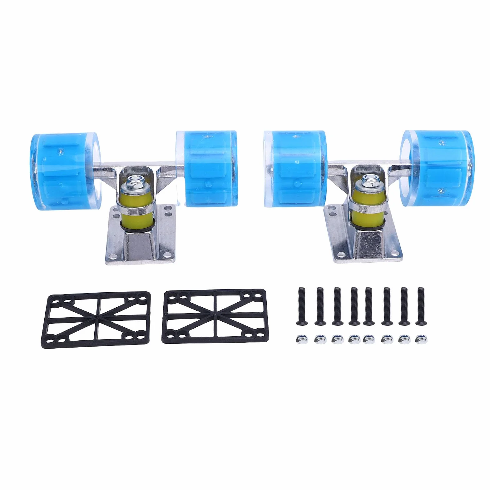 Fockety Juego de Ejes y Ruedas para Patineta Longboard (55 X 45 mm), Juego de Ruedas y Ejes de Aleación de Aluminio, Kit de Hardware Básico para Cruiser