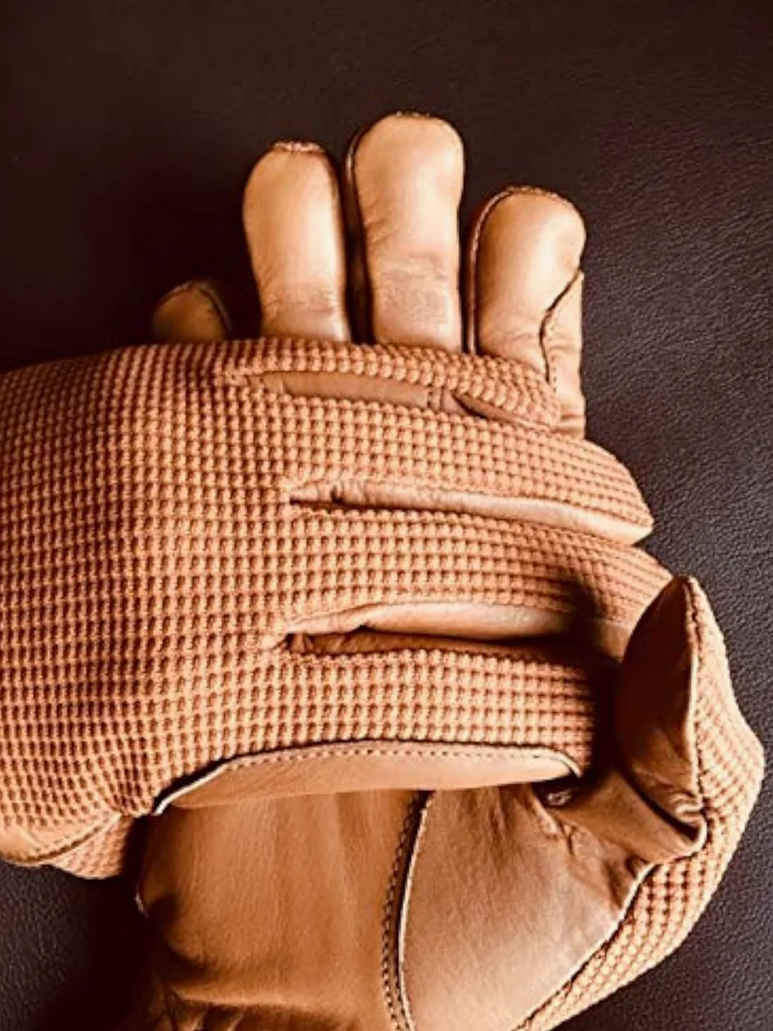 Guantes de equitación para mujer de cuero ecuestre y algodón de calidad premium en color marrón oscuro (mediano)