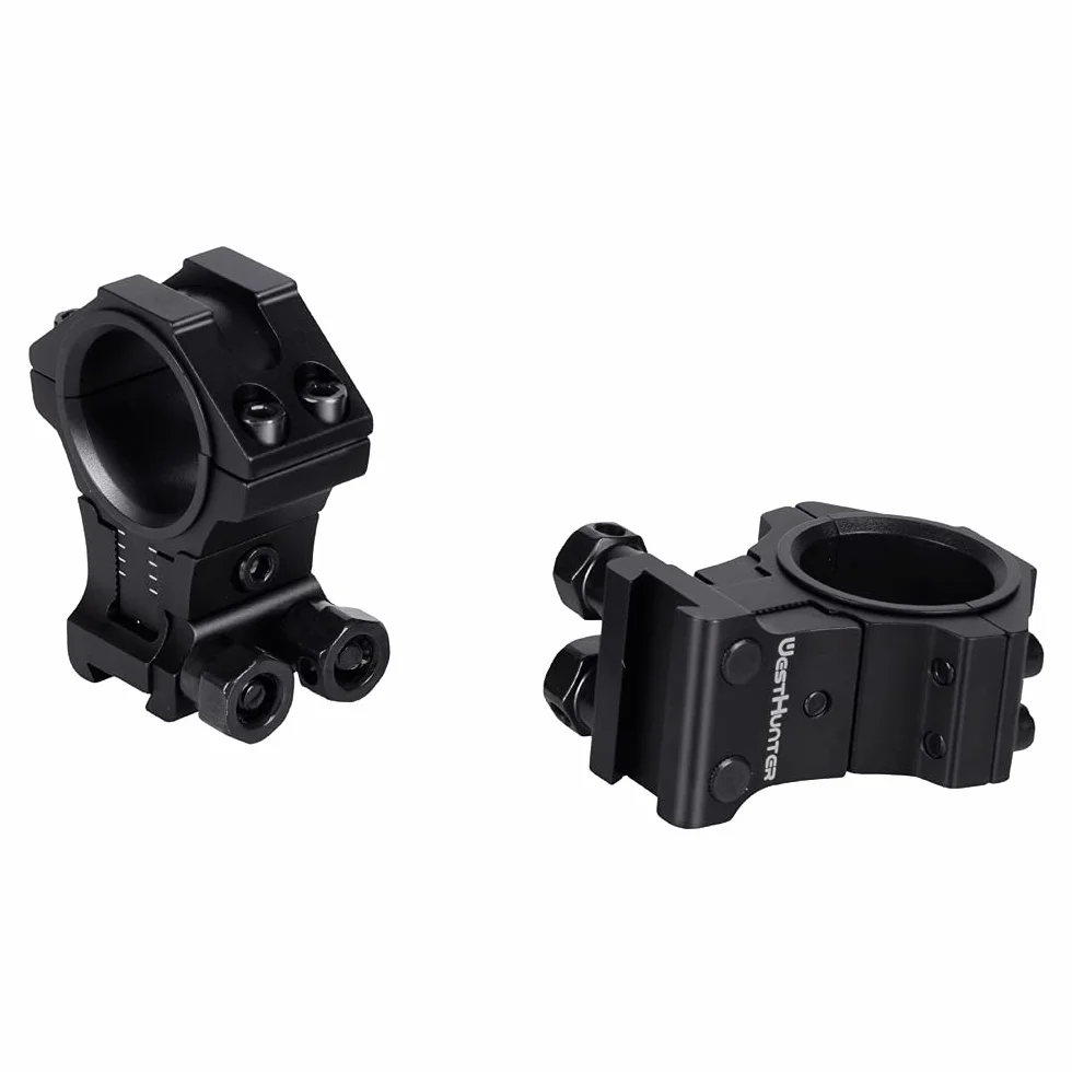 Anillas Ajustables para Mira Telescópica WestHunter Optics,Soporte de Precisión para Instalar Miras de 30mm & 25.4mm en Rieles de Cola de Milano de 11 mm | Black