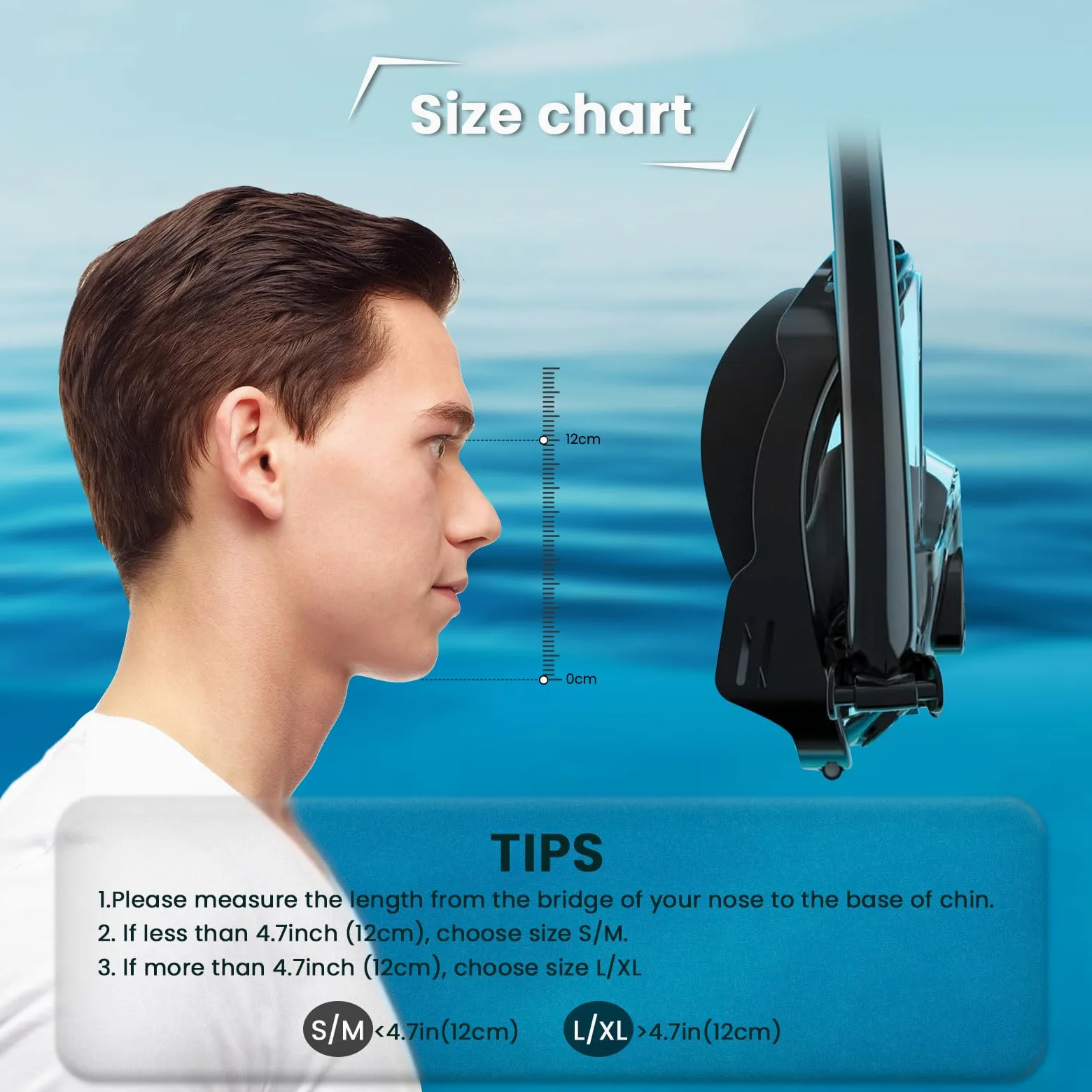 TUDIVING-Máscara de Snorkel Profesional de Cara Completa para Adultos, Equipo de natación, máscara de Buceo, máscara de Snorkel con Soporte de cámara Desmontable