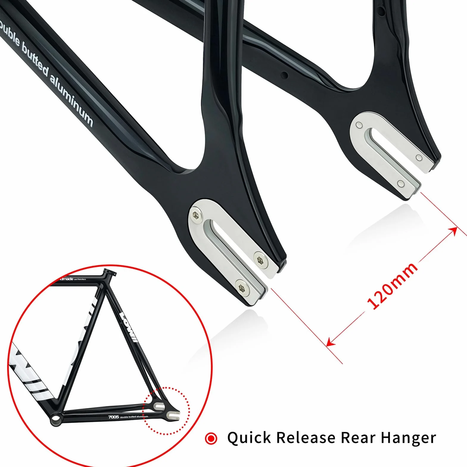 700C Cuadro De Bici De Piñón Fijo Con Horquilla De Carbono 53/55/57cm | Freno De V Y Liberación Rápida 100/120mm, Marco De Bicicleta De Pista De Carreras De Aluminio