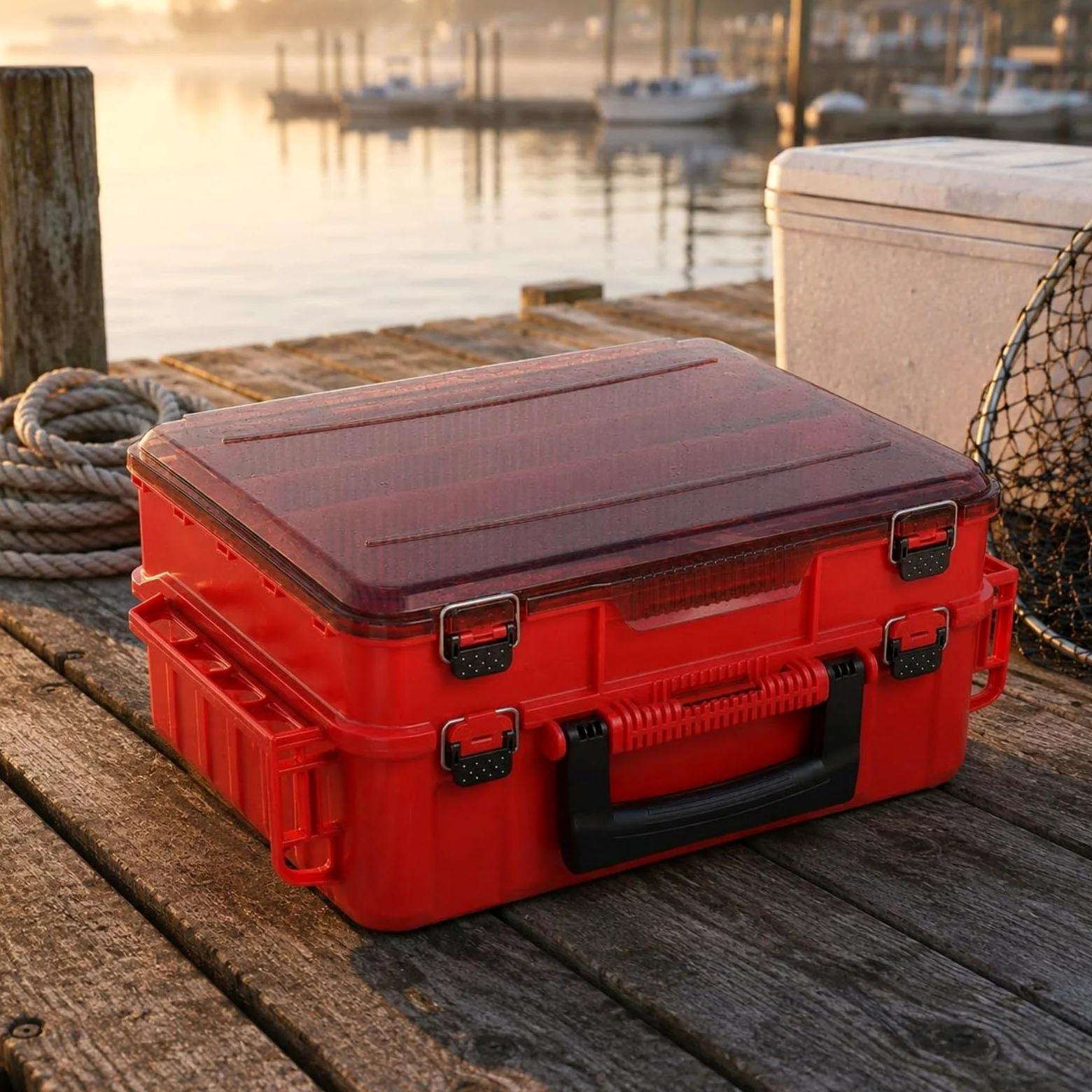 Qianly Caja Aparejos Pesca Doble Capa Caja Rígida Pesca Divisores DIY Almacenaje
