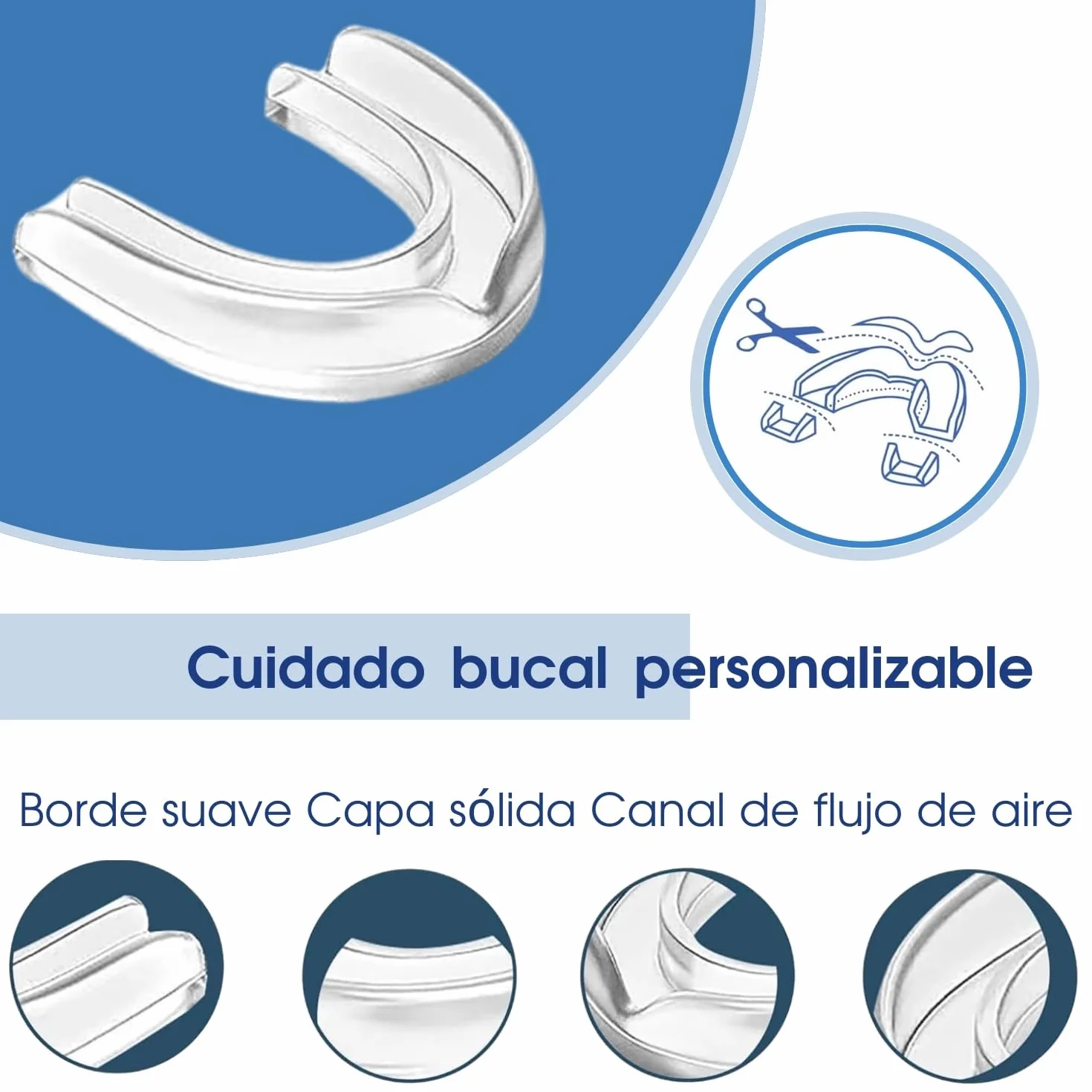 Ferula Descarga Bruxismo 4 Piezas 2 Tamaños, Protector Bucal Dental para Dormir