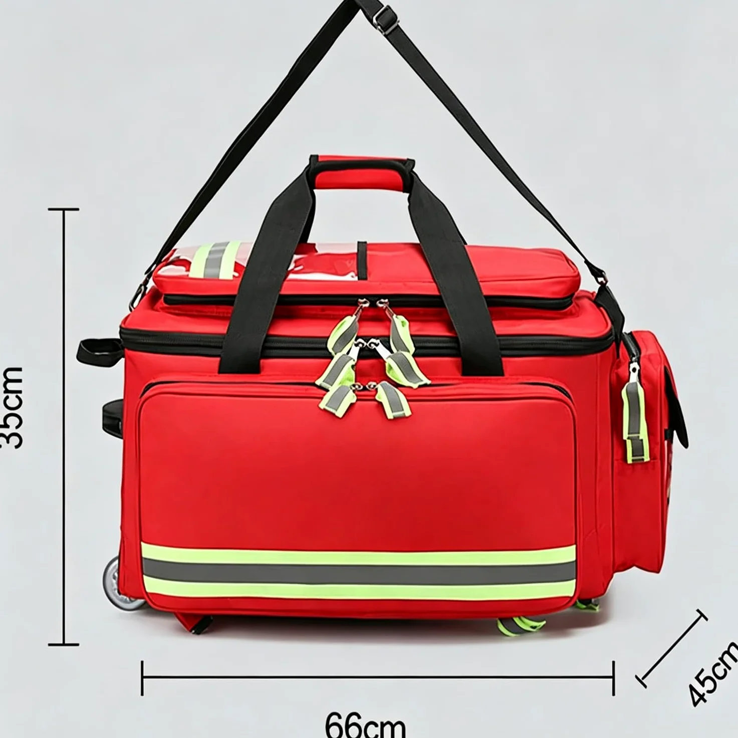 Botiquín de primeros auxilios portátil for exteriores, botiquín de primeros auxilios con ruedas, compartimentos extraíbles y varilla telescópica, Peso 5 kg, for viajes y excursiones