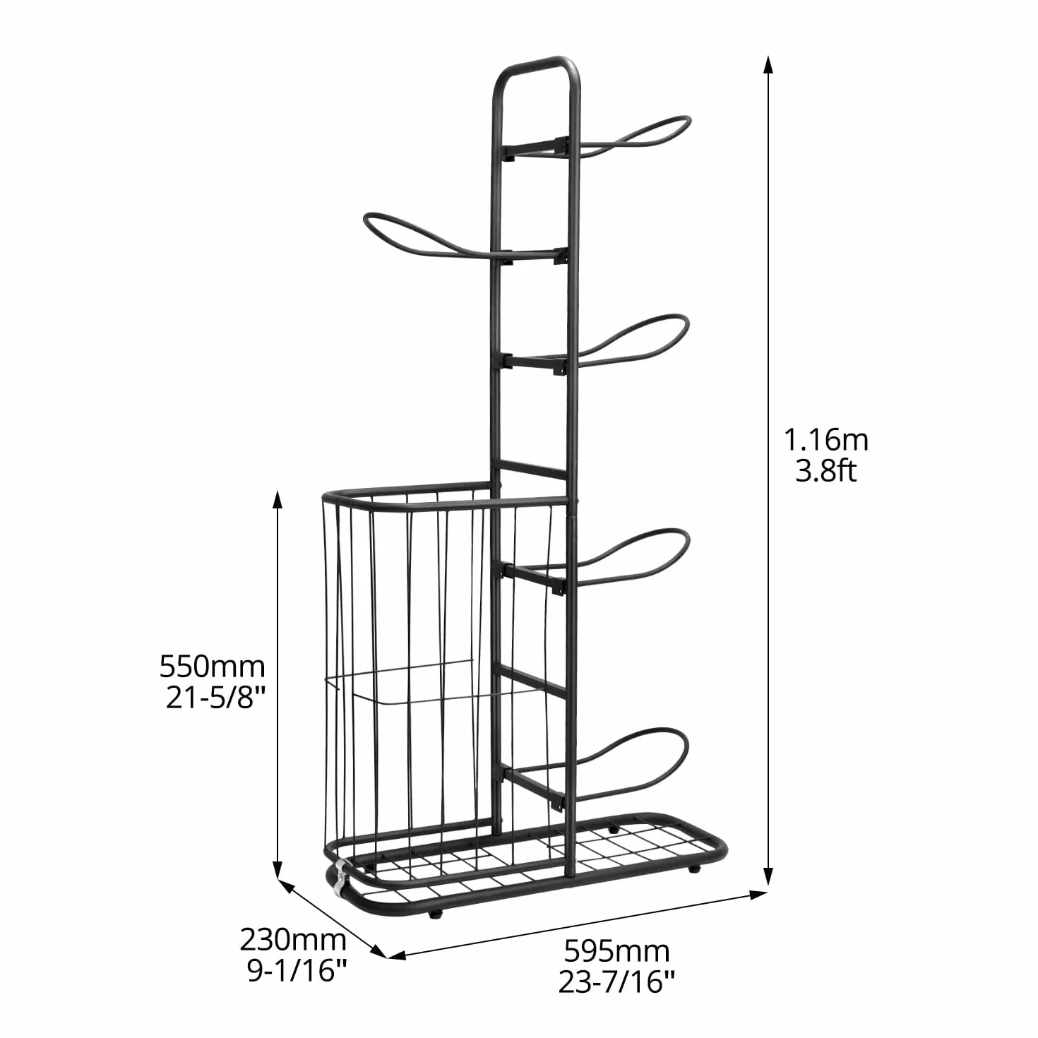 QWORK Estante de Almacenamiento de Baloncesto, Soporte para Pelotas, 116 x 23.5 x 58cm