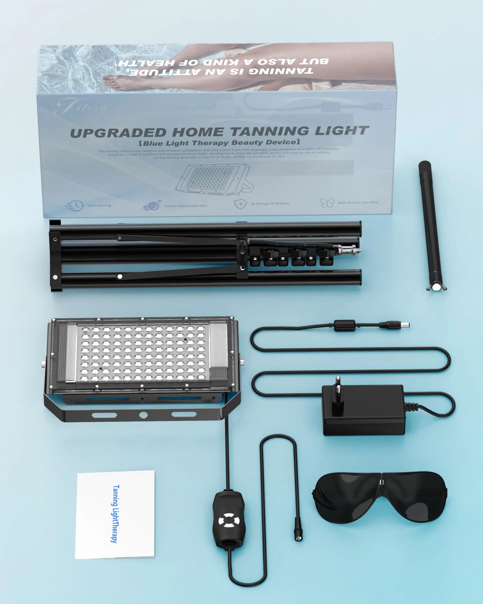 Solarium para el Hogar 460NM 480NM Lámpara de Bronceado 50W Luz Azul Completa Bronceado Facial y Corporal