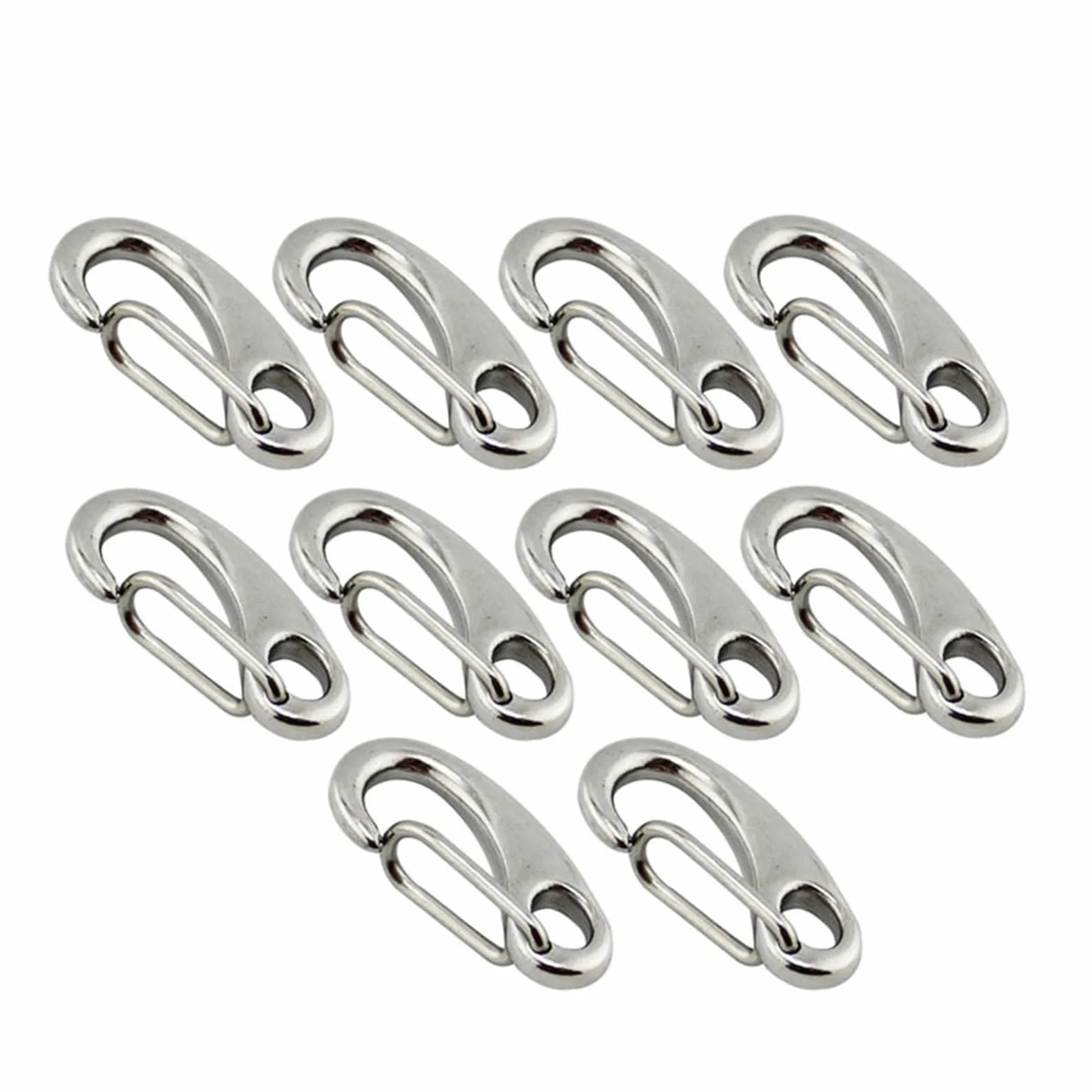 Mosquetones Pequeños 10 Uds. Ganchos de Resorte con Forma de Huevo Marino 316 Acero Inoxidable Multifuncional Senderismo Camping cinturón mosquetón Gancho de liberación rápida(100mm(10pcs))