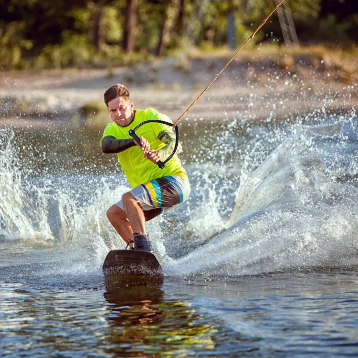 Cuerda 1 Sección de Nylon Negro para Esquí Acuático Ligera y Resistente Rayos UV Color Aleatorio para Wakeboarding y Esquí Acuático en Embarcaciones