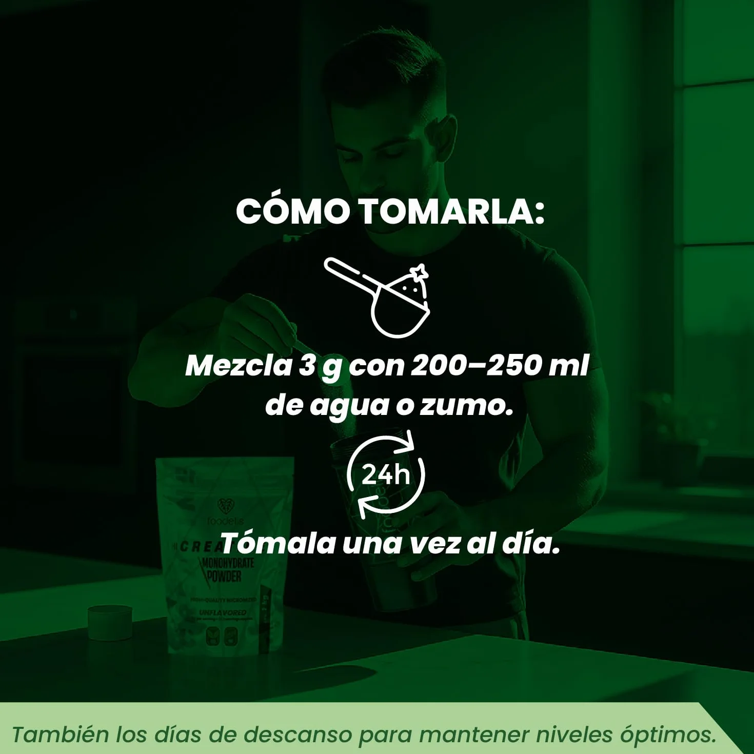 Foodelis Creatina Monohidratada en Polvo 1 kg 333 Dosis - Creatina Monohidrato Micronizada Sin Sabor