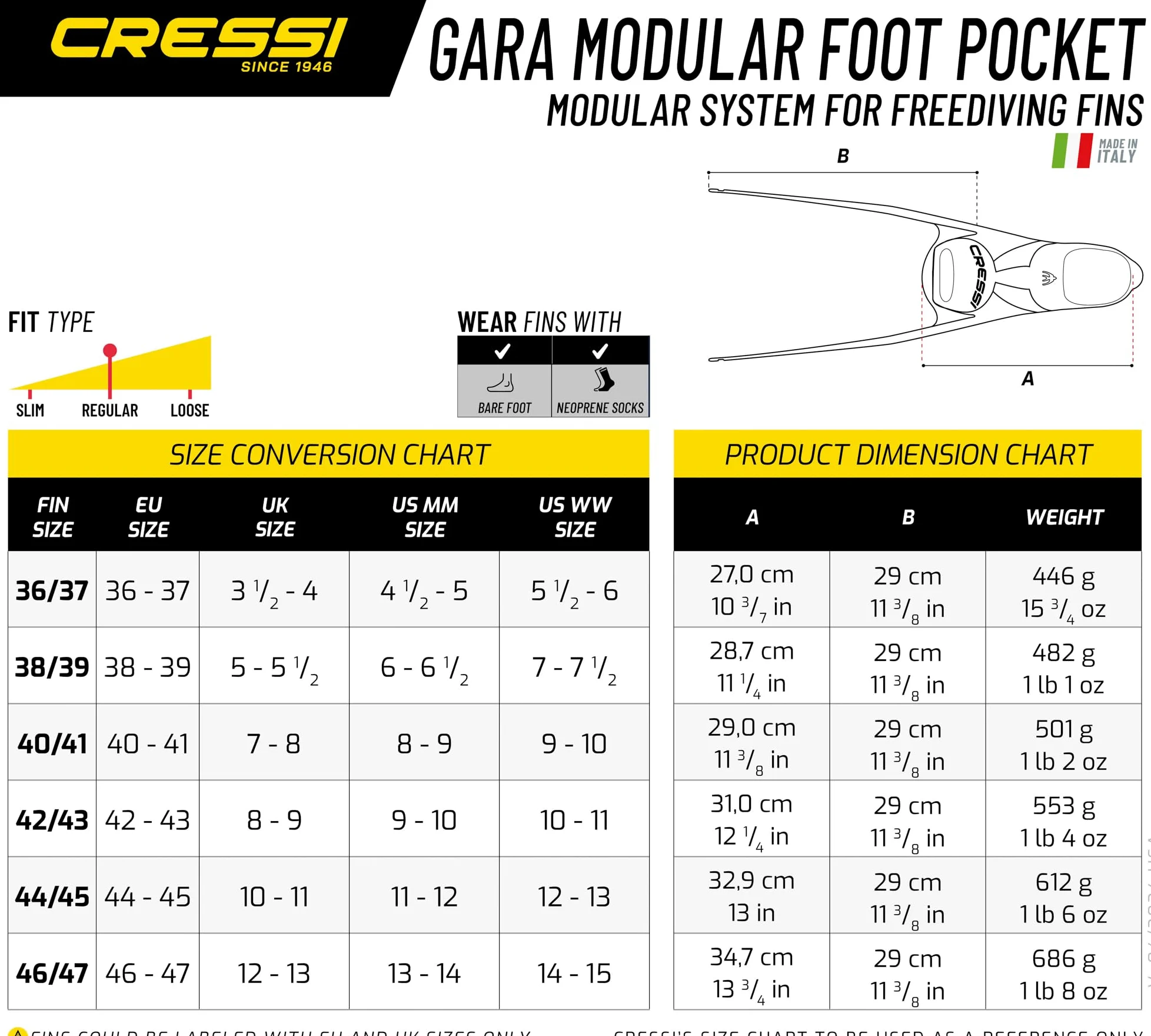 Cressi Gara Modular - Aletas de Buceo