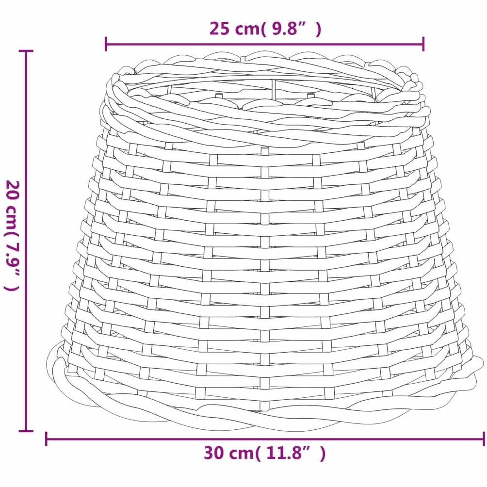vidaXL Pantalla para lámpara Mimbre marrón Ø30x20 cm