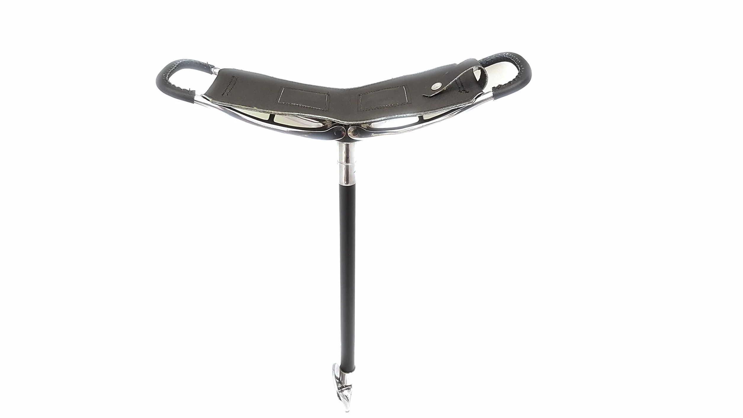 Bastón negro de calidad, asiento de caza, silla de caza, 5 posiciones de altura, asas y eje de cuero, altura máxima de 34 pulgadas, capacidad de peso de 100 kg