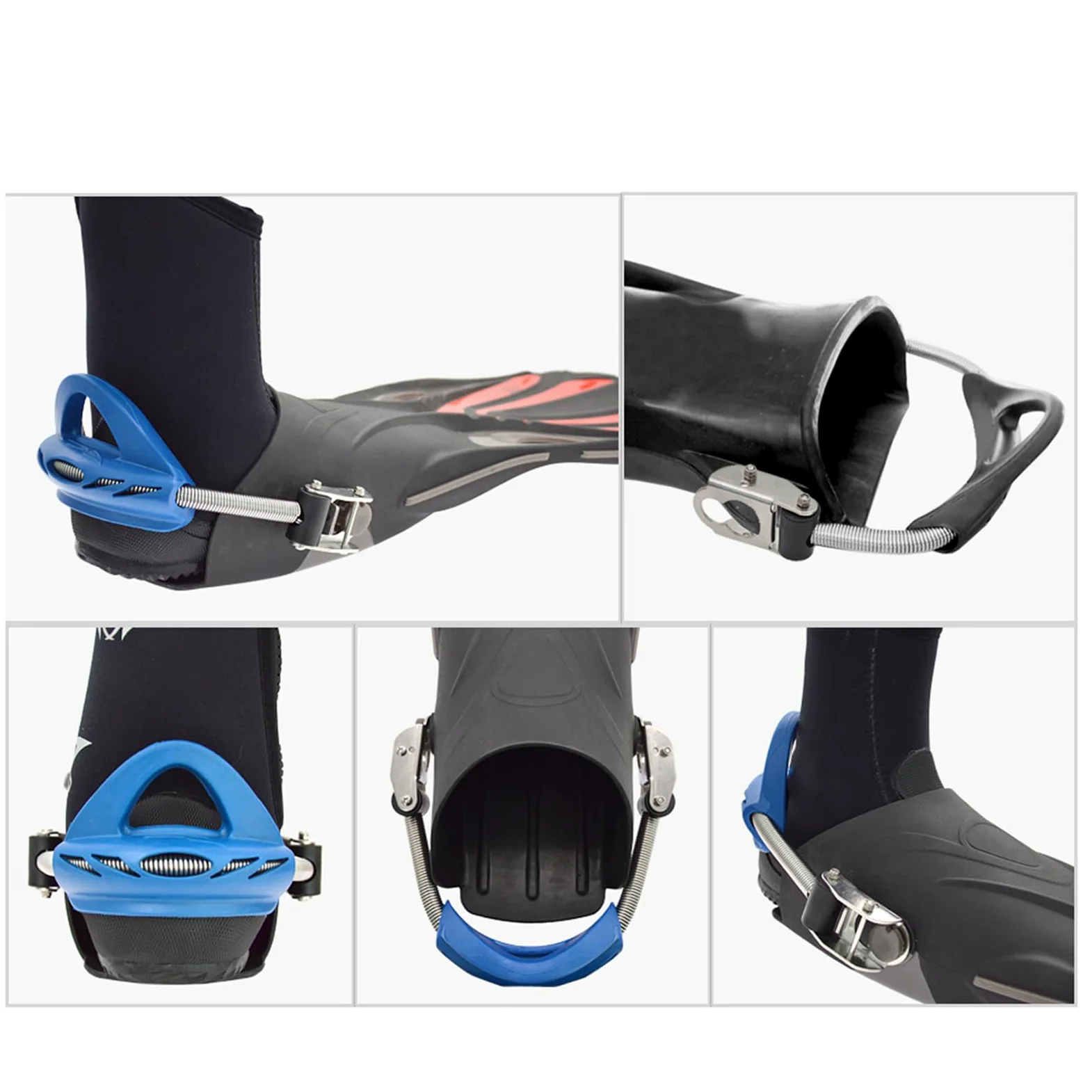 Correa de Aleta de Buceo Ajustable, Correa de Talón de Resorte de Aleta de | Buceo | Correas Ajustables de Acero Inoxidable para Buceo - de Aleta en el talón con Hebilla de liberación rápida,