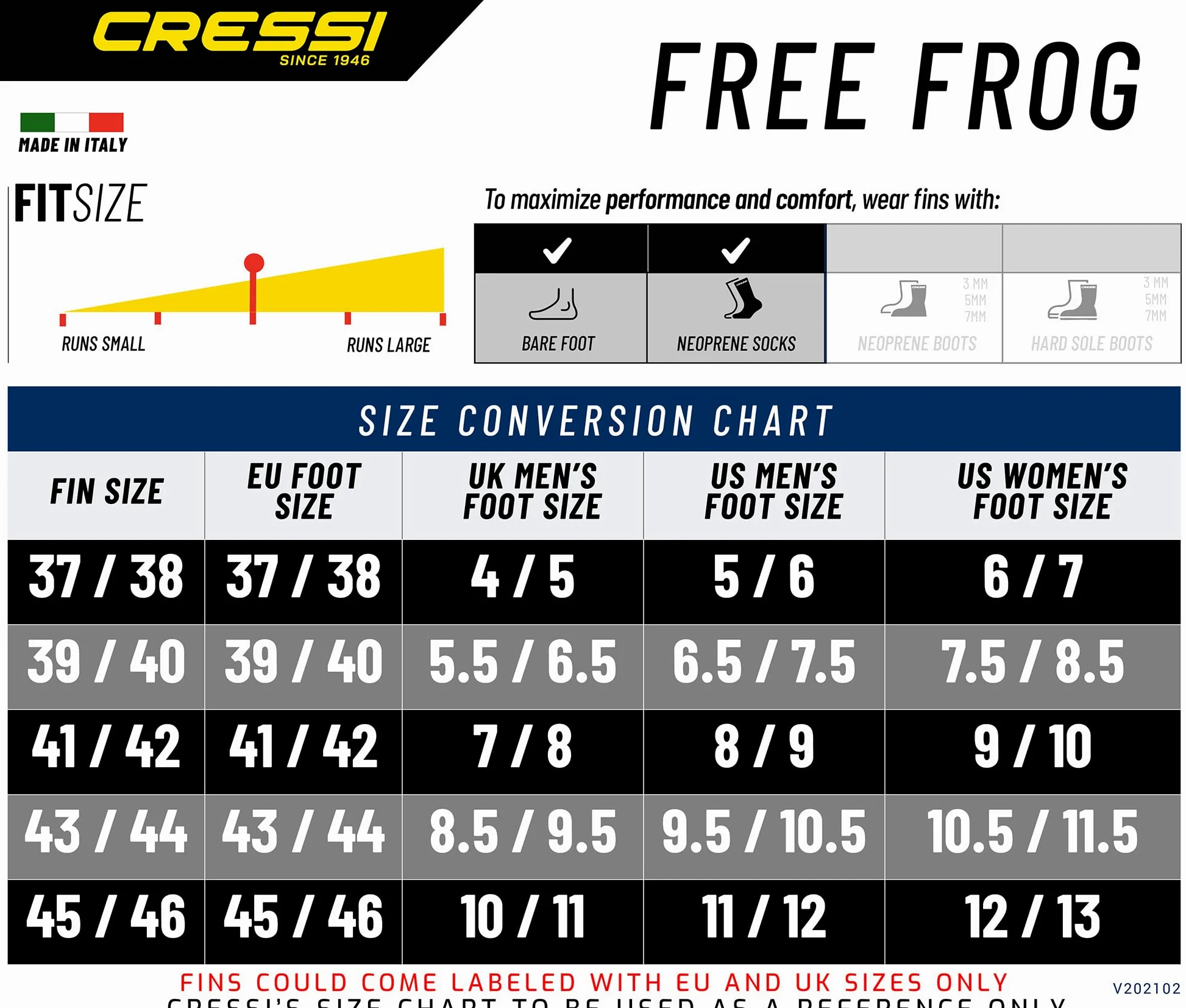 Cressi Free Frog Fins Aletas técnicas de Buceo con Pala en Eva