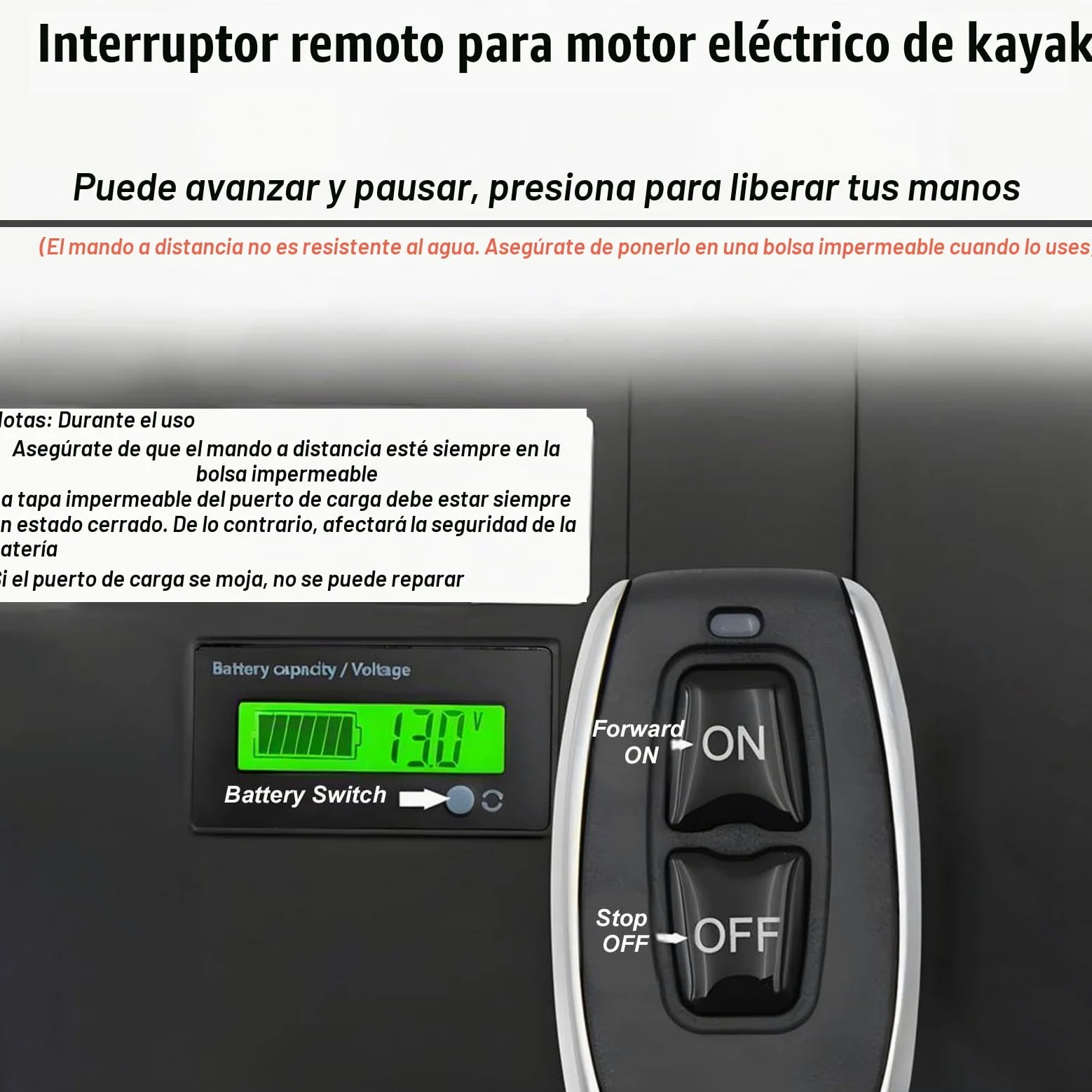 Motor Eléctrico para Kayak, Kit Motor para Kayak, Motor Arrastre 288w con Velocidad 5km/H, 90 Min Uso Continuo, Instalación Sin Herramientas En Los Rieles del Kayak