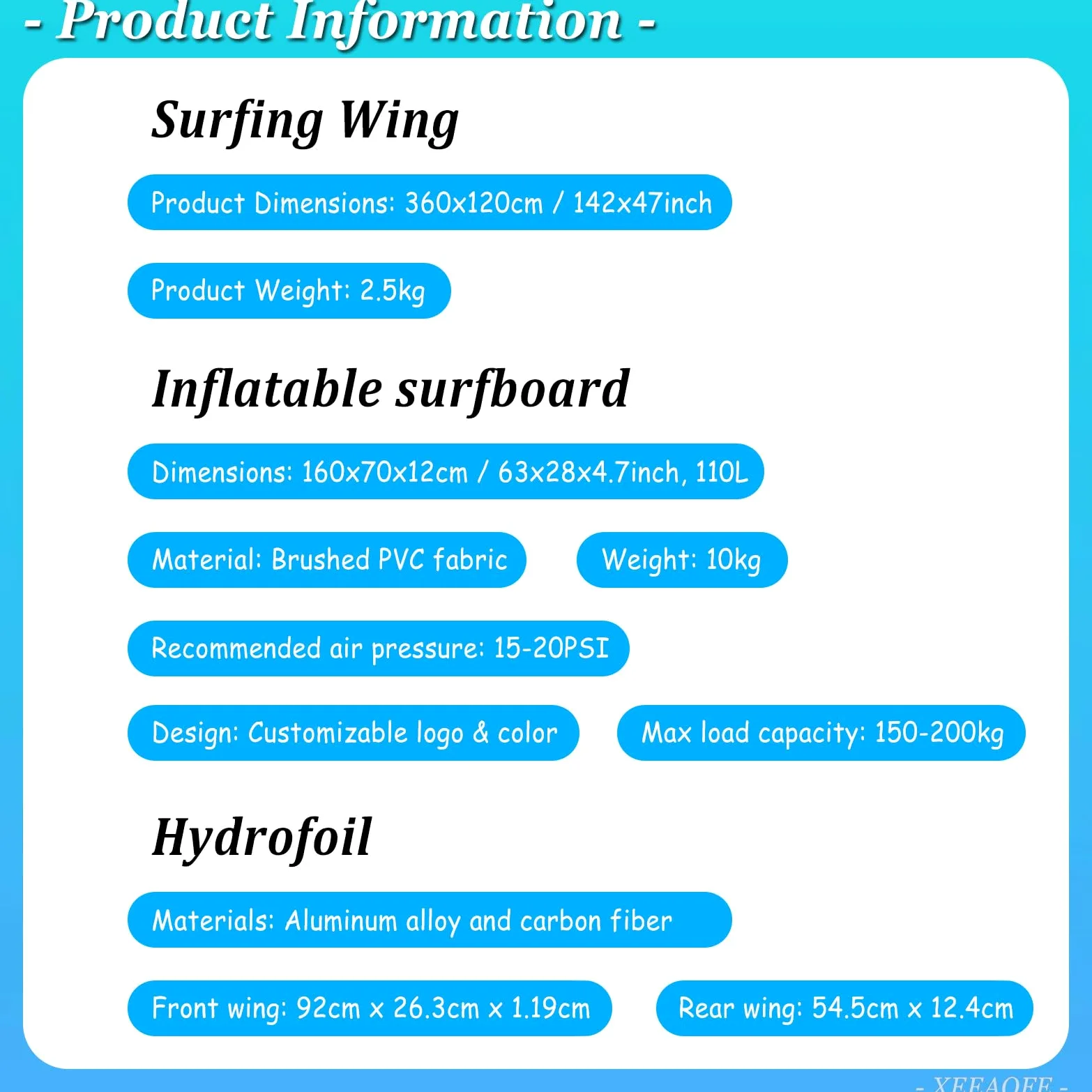 Tabla de Hydrofoil Inflable, Foil Surfboard Inflable, Wing Foil Board, ala de Surf Inflable Foil Wing Kite Wind Wingfoil con Hydrofoil