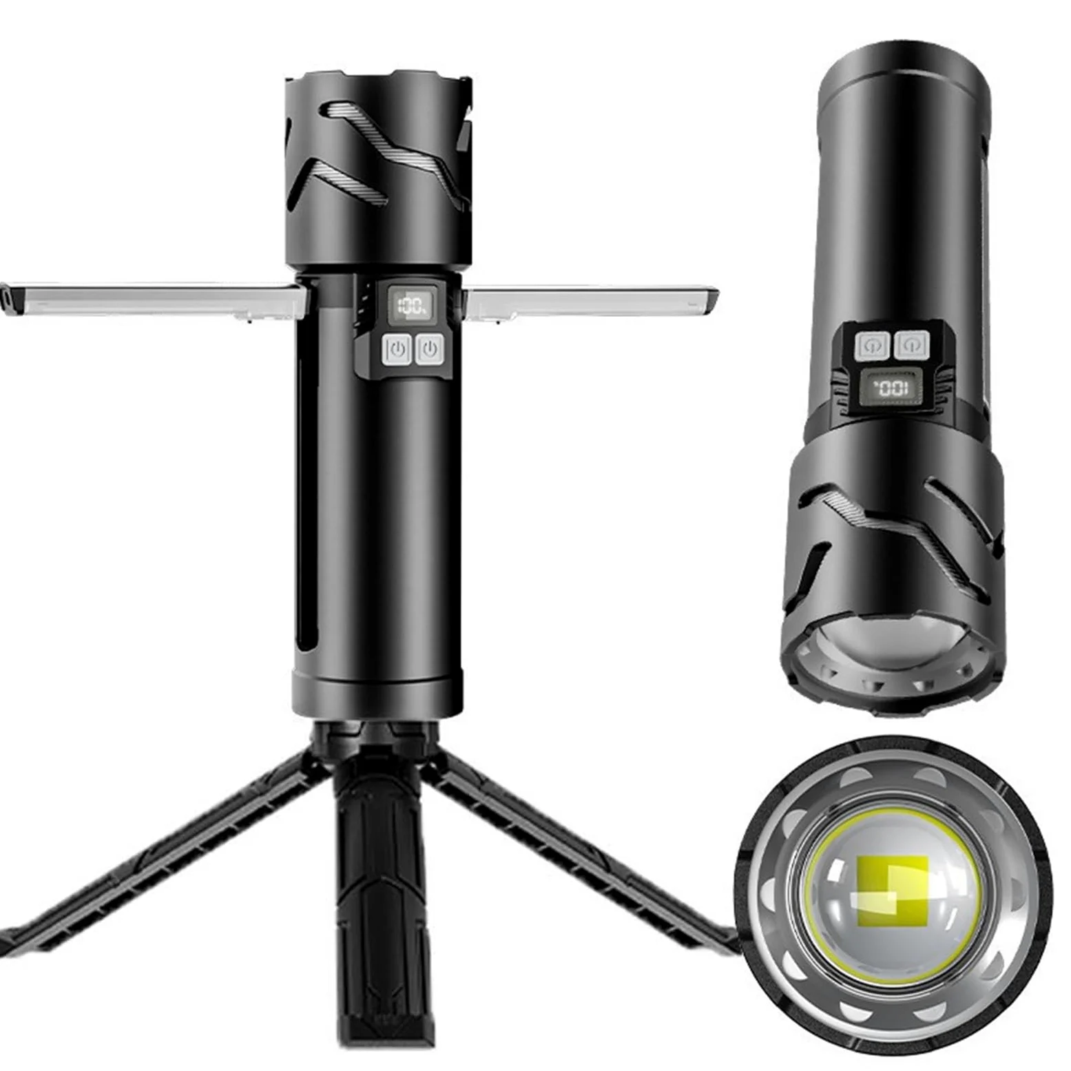 Lixada Luces telescópicas de camping, 5500 mAh Linterna de Camping Recargable Retráctil, Multifunción Emergencia Lampara Ajustable Linternas LED Alta Potencia Para Senderismo Pesca (Negro)