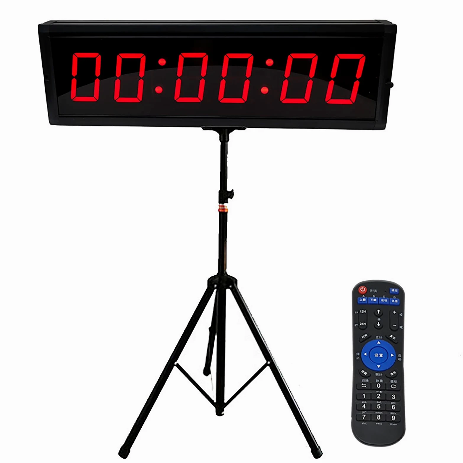 Reloj De Cronometraje Led para Carreras, Cronómetro De Doble Cara De 1,5 Pulgadas, Trípode/Control Remoto, Cronometraje Positivo/Ciclo/cronómetro/Cuenta Regresiva/Modo Reloj, para Gimnasio,