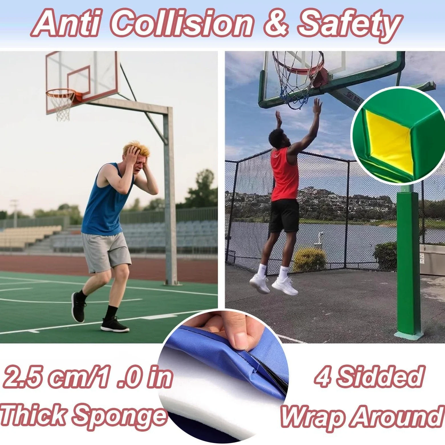 Safe Playground - Almohadillas autoadhesivas resistentes a los impactos para columnas de sótano de la cancha Ga, protección para evitar lesiones