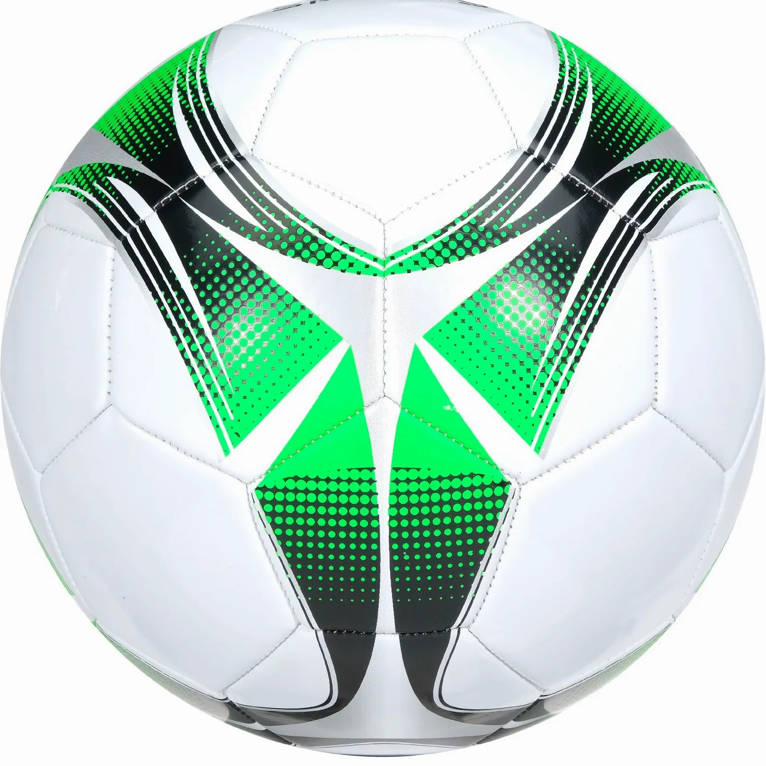 Xcello Sports Balón de fútbol (negro/verde/plata, blanco/verde/plateado) con bomba, tamaño 3, 4 o 5 y 2, 6, 12 o 24 paquetes